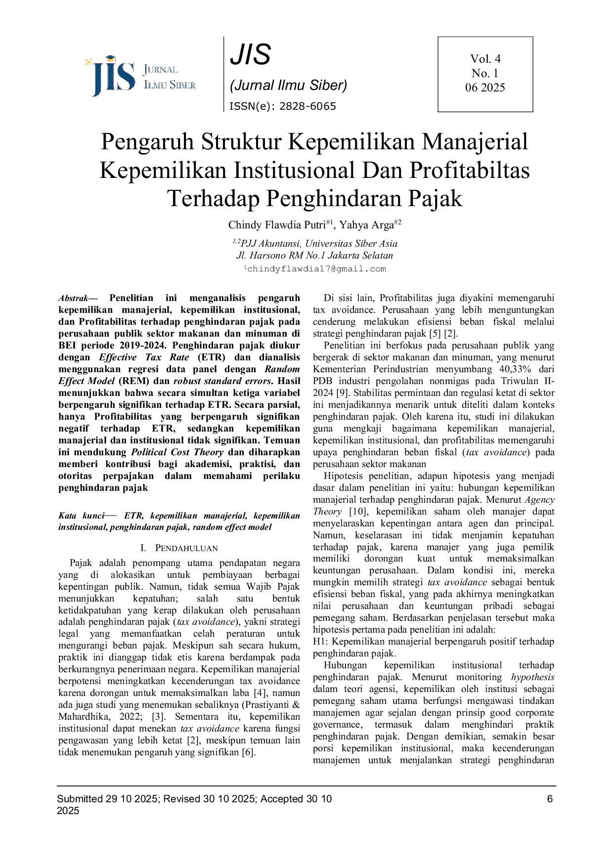 JURIS Pengaruh Struktur Kepemilikan Manajerial Kepemilikan Institusional Dan Profitabiltas Terhadap Penghindaran Pajak