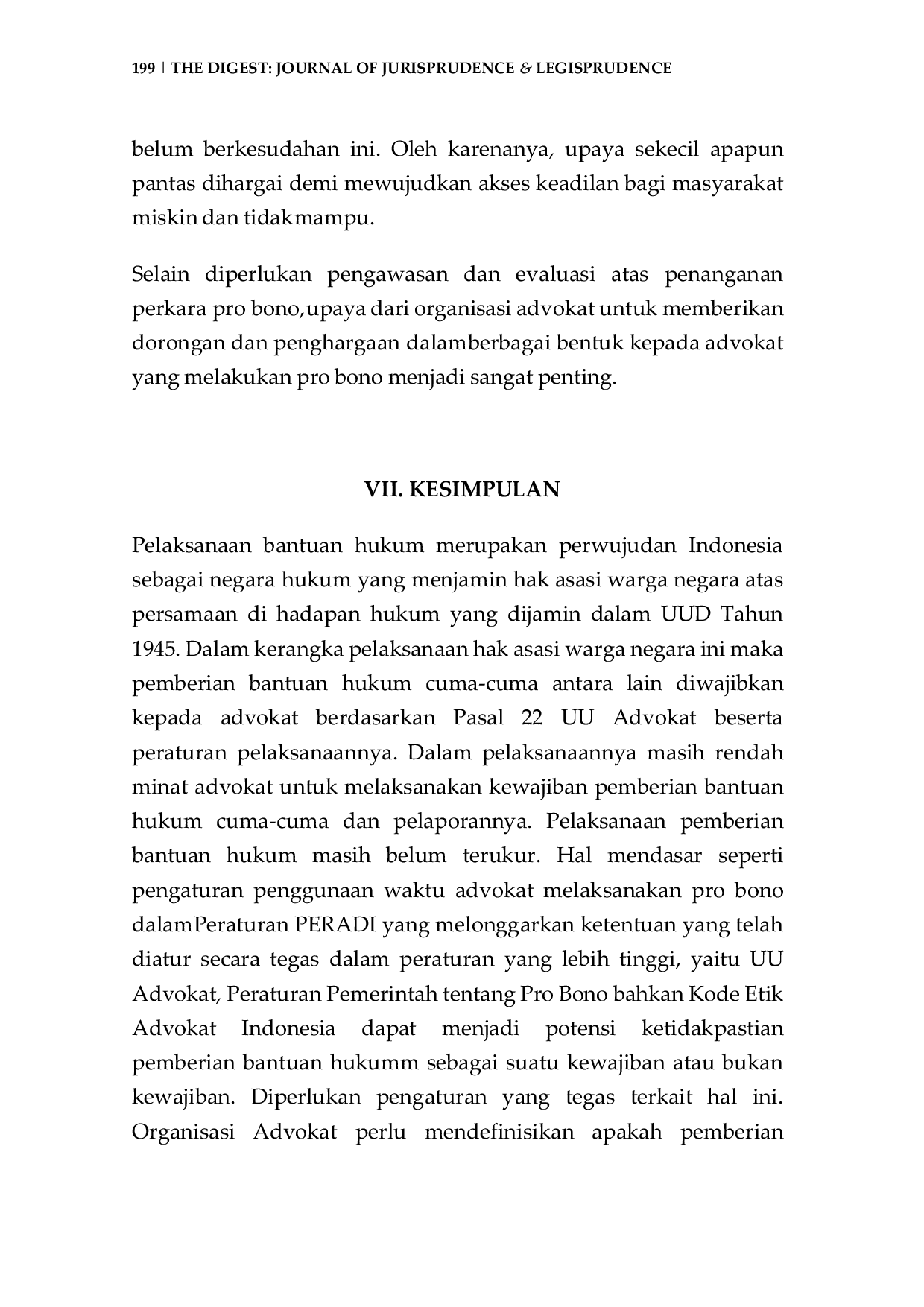 JURIS Implementation of Free Legal Aid Pro Bono for the Poor in Indonesia