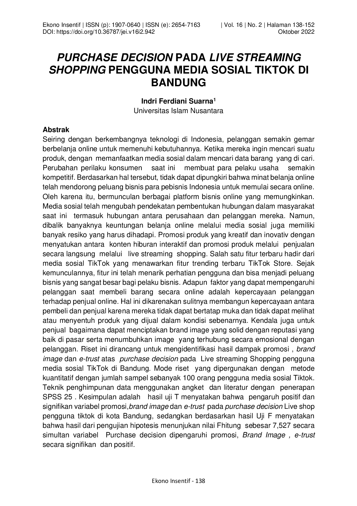 juris Purchase Decision pada Live Streaming Shopping Pengguna Media Sosial Tiktok di Bandung