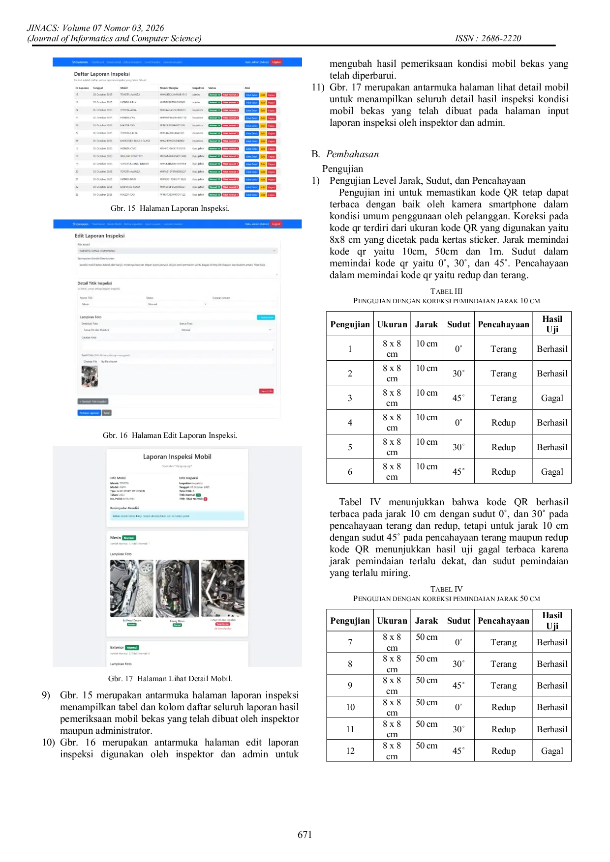JURIS Sistem Informasi Hasil Inspeksi Kondisi Mobil Bekas Dengan Memanfaatkan Teknologi QR Code