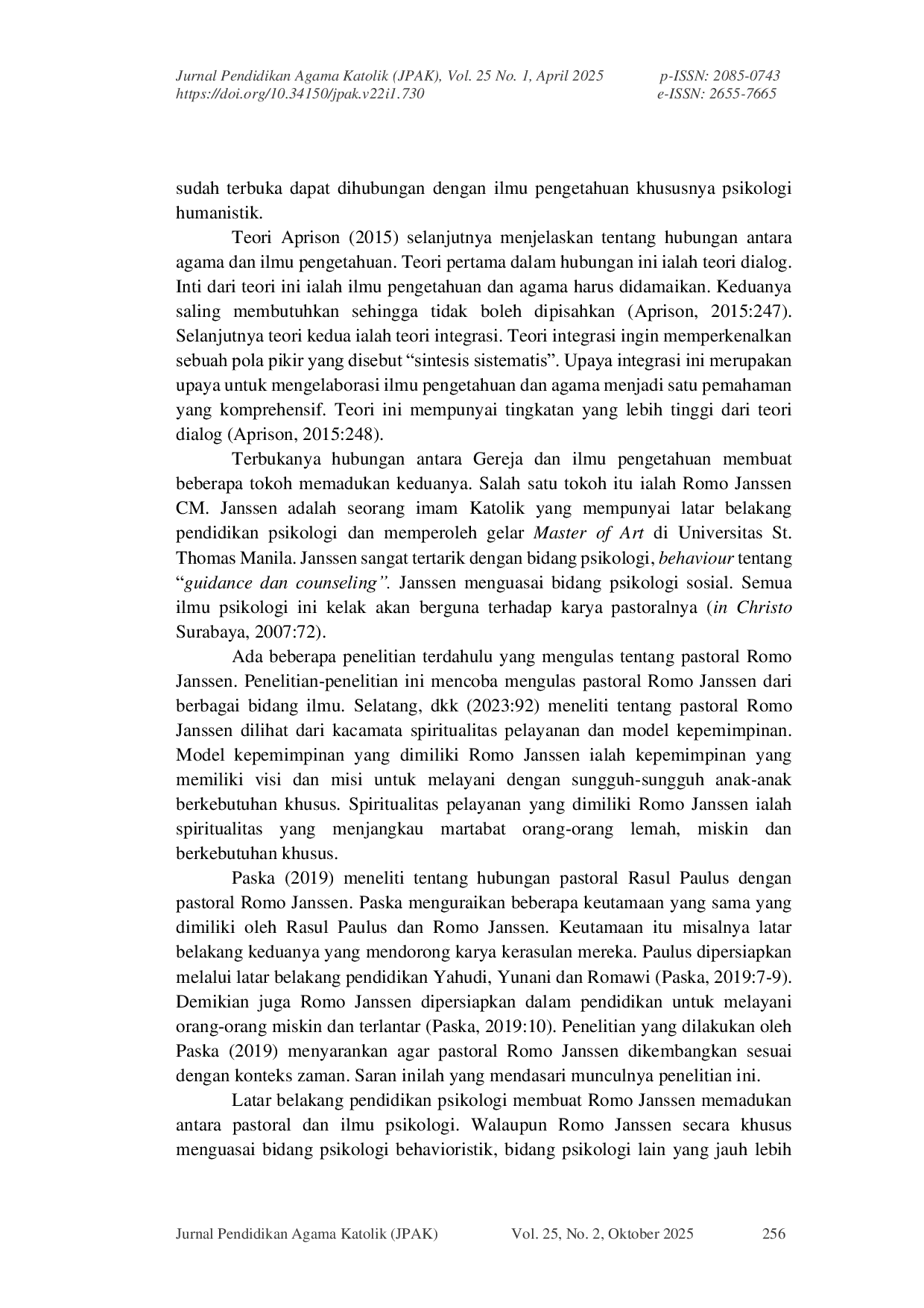 JURIS Ciri Humanistik Pastoral Romo Janssen