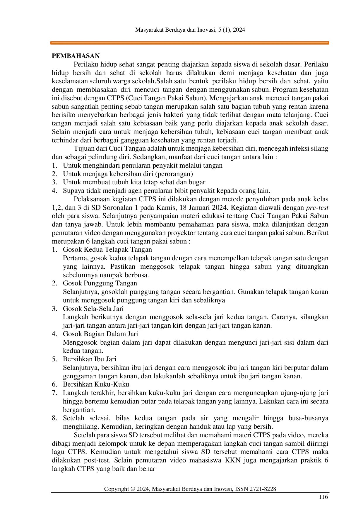 JURIS Sosialisasi Pilar II Sanitasi Total Berbasis Masyarakat untuk Anak Usia Dini