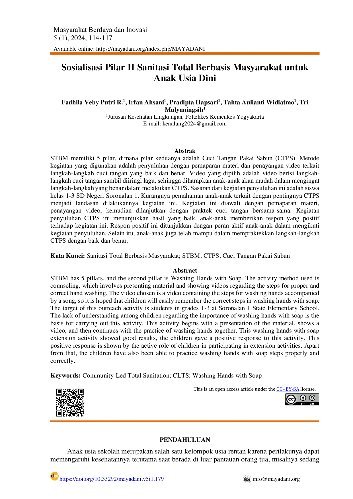 JURIS Sosialisasi Pilar II Sanitasi Total Berbasis Masyarakat untuk Anak Usia Dini