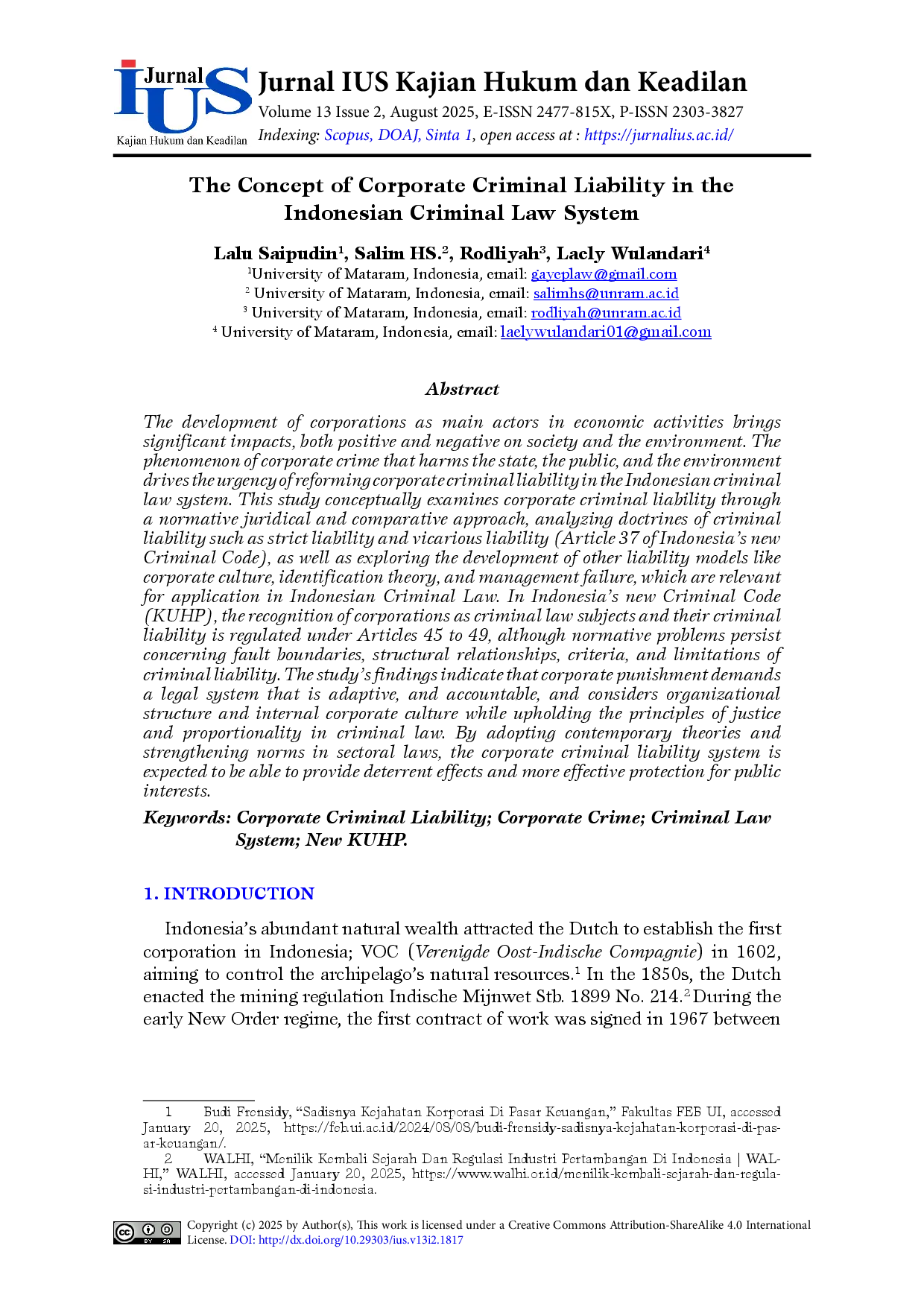 juris The Concept of Corporate Criminal Liability in the Indonesian Criminal Law System