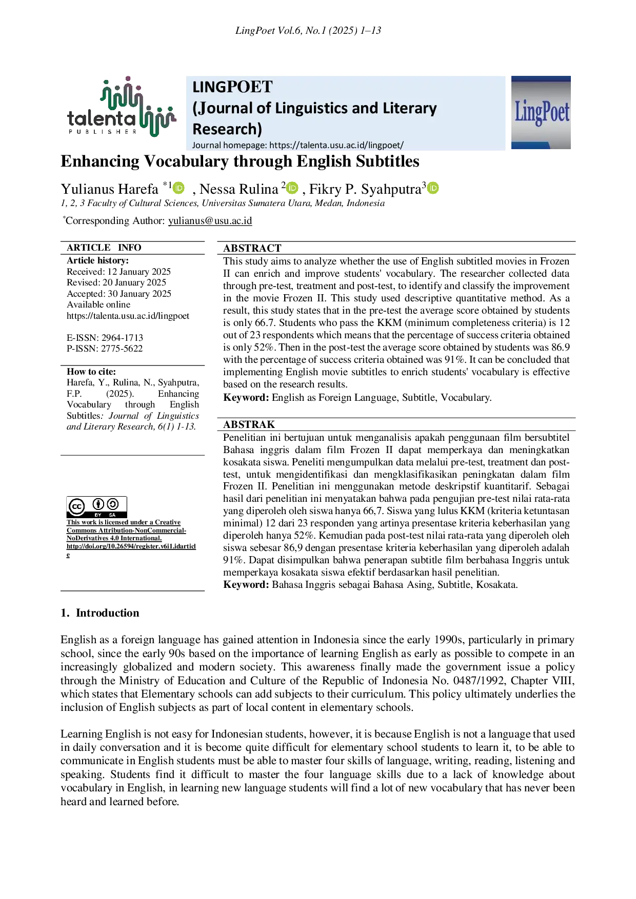 JURIS Enhancing Vocabulary through English Subtitles