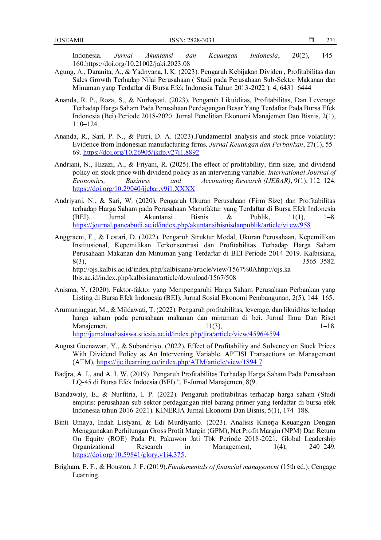 JURIS Peran Kebijakan Dividen dalam Hubungan Profitabilitas Ukuran Perusahaan dan Harga Saham
