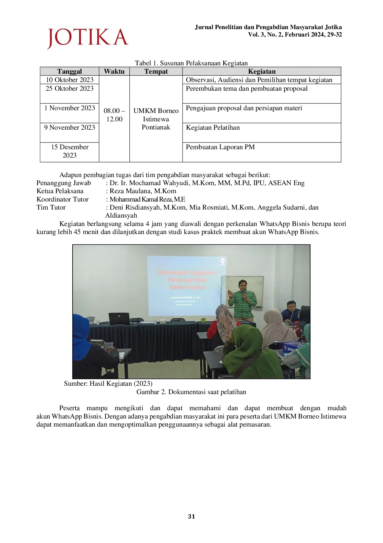 JURIS Optimasi Penggunaan Whatsapp Bisnis Dalam Penjualan Produk Pada Umkm Borneo Istimewa