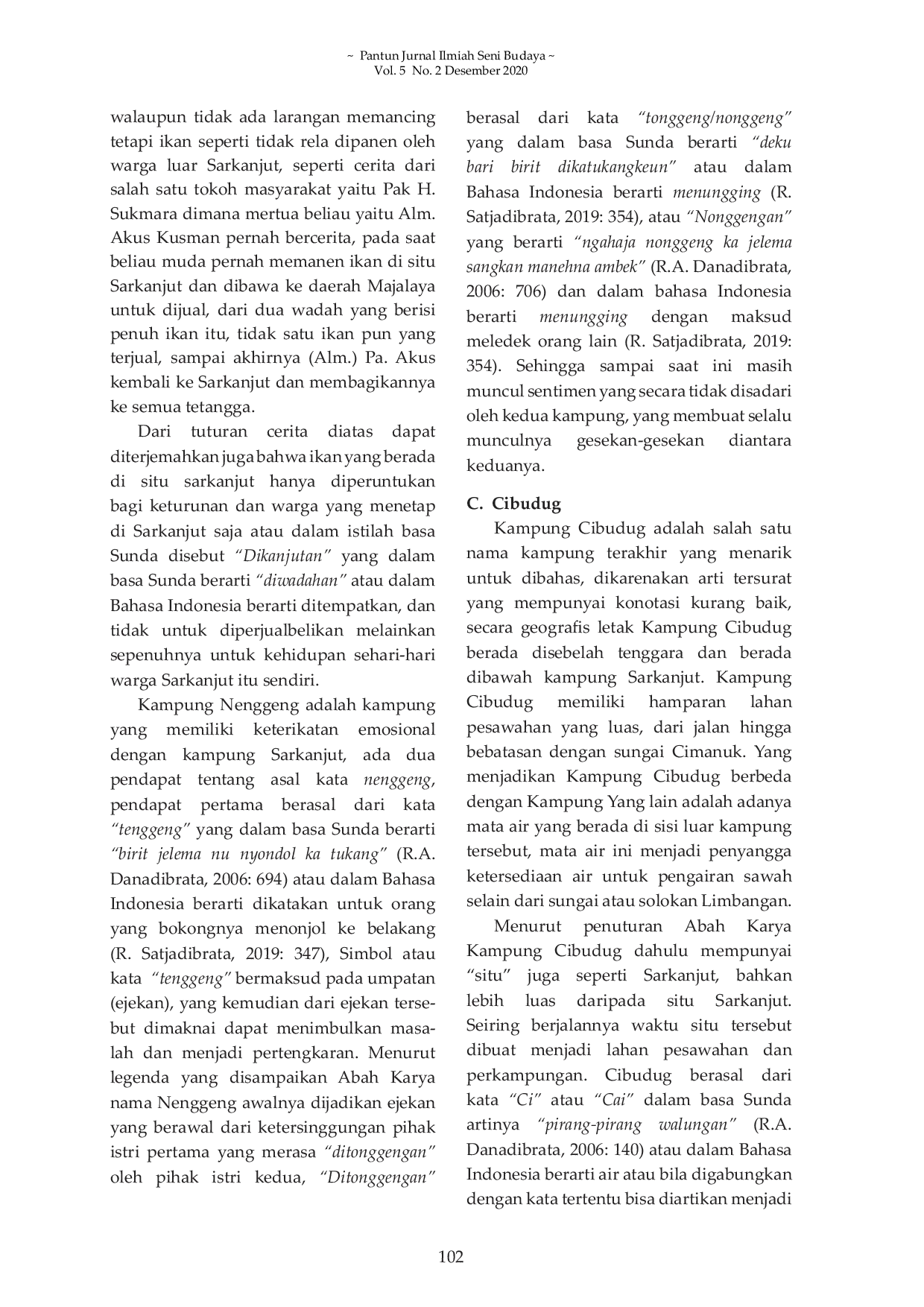 JURIS Toponimi Kampung Sarkanjut Nenggeng dan Cibudug dalam Persfektif Hermaneutik