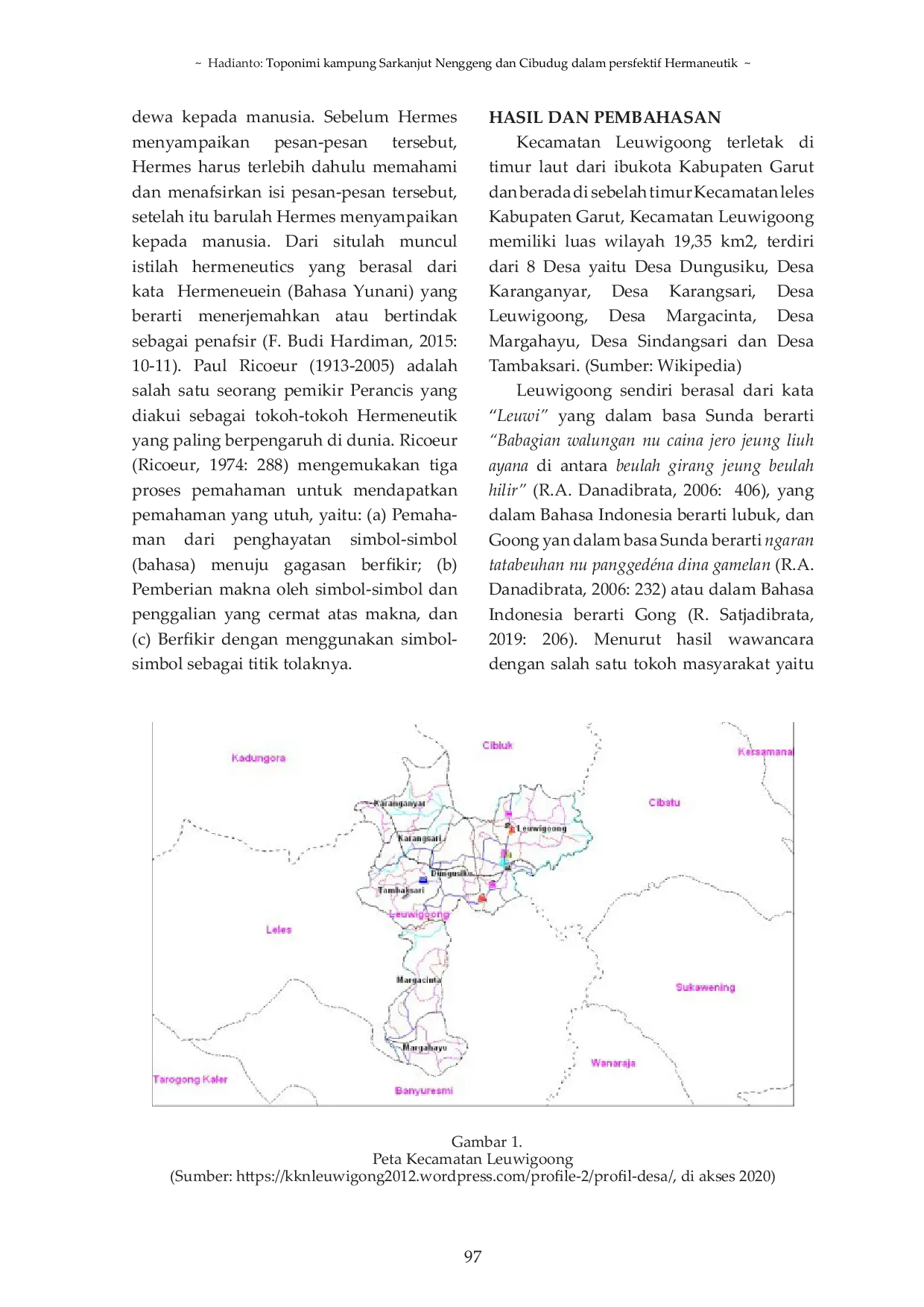 JURIS Toponimi Kampung Sarkanjut Nenggeng dan Cibudug dalam Persfektif Hermaneutik