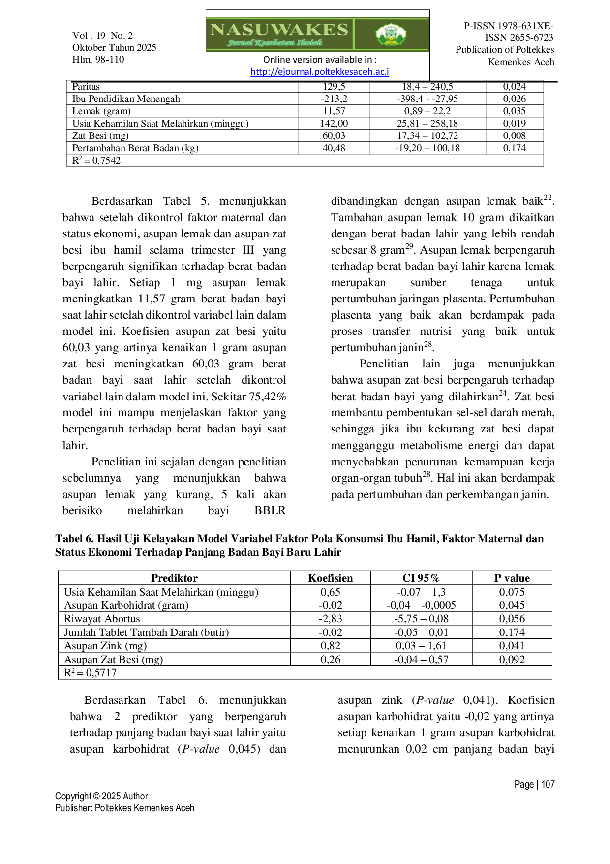 JURIS Dampak Pola Konsumsi Ibu Hamil Terhadap Panjang Dan Berat Badan Bayi Baru Lahir