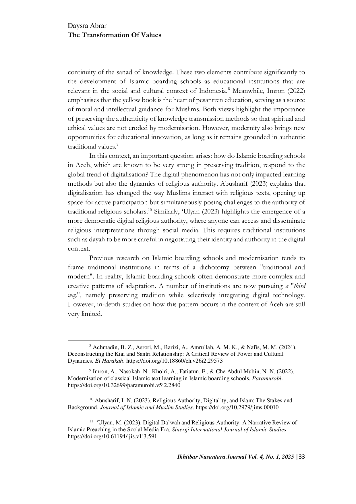 JURIS The Transformation of Values and Knowledge in the Yellow Book at Dayah Darussalam Lampoh Tuah Grong Grong in the Digital Age