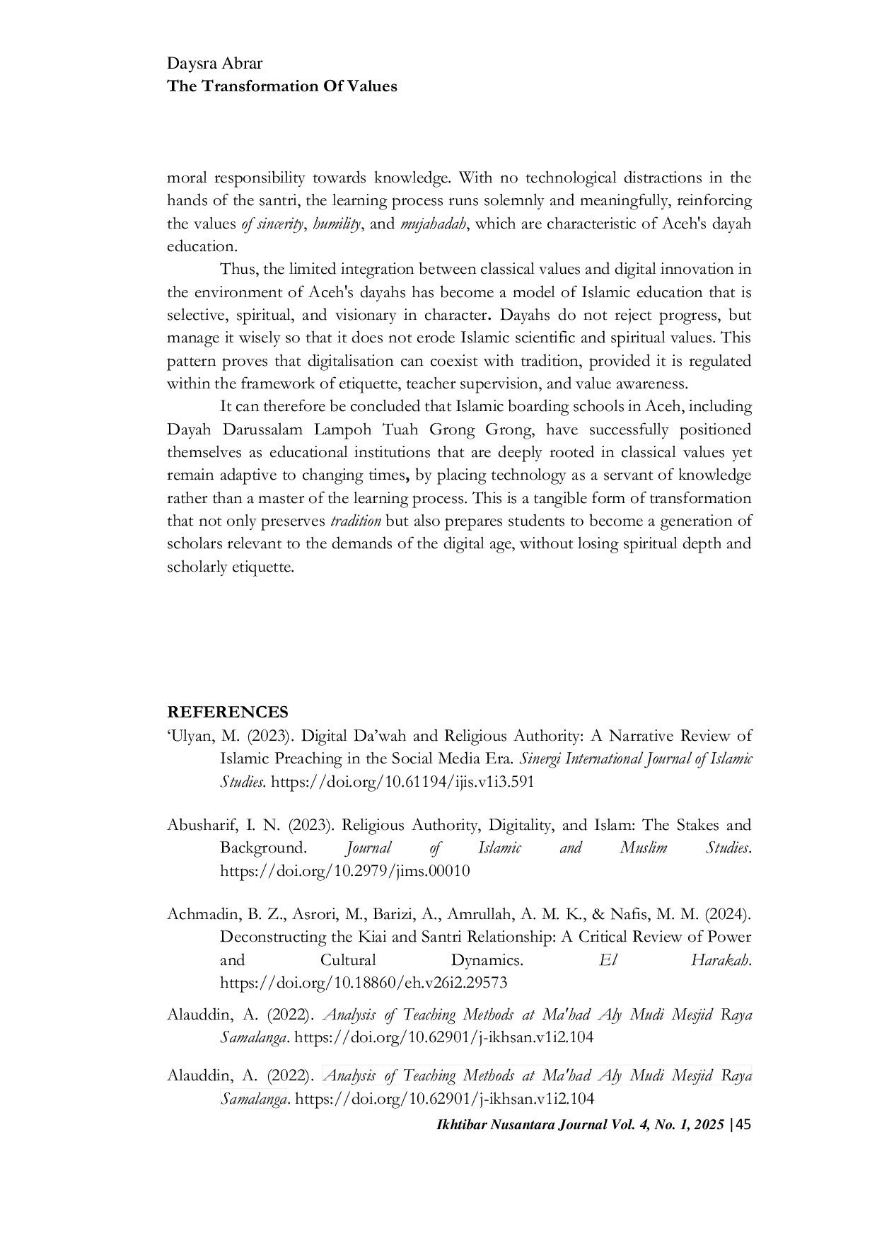 JURIS The Transformation of Values and Knowledge in the Yellow Book at Dayah Darussalam Lampoh Tuah Grong Grong in the Digital Age