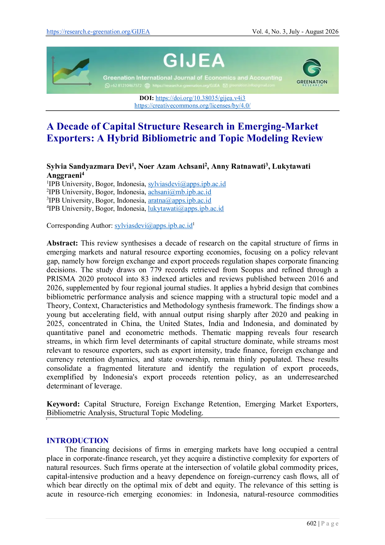 JURIS A Decade of Capital Structure Research in Emerging Market Exporters A Hybrid Bibliometric and Topic Modeling Review