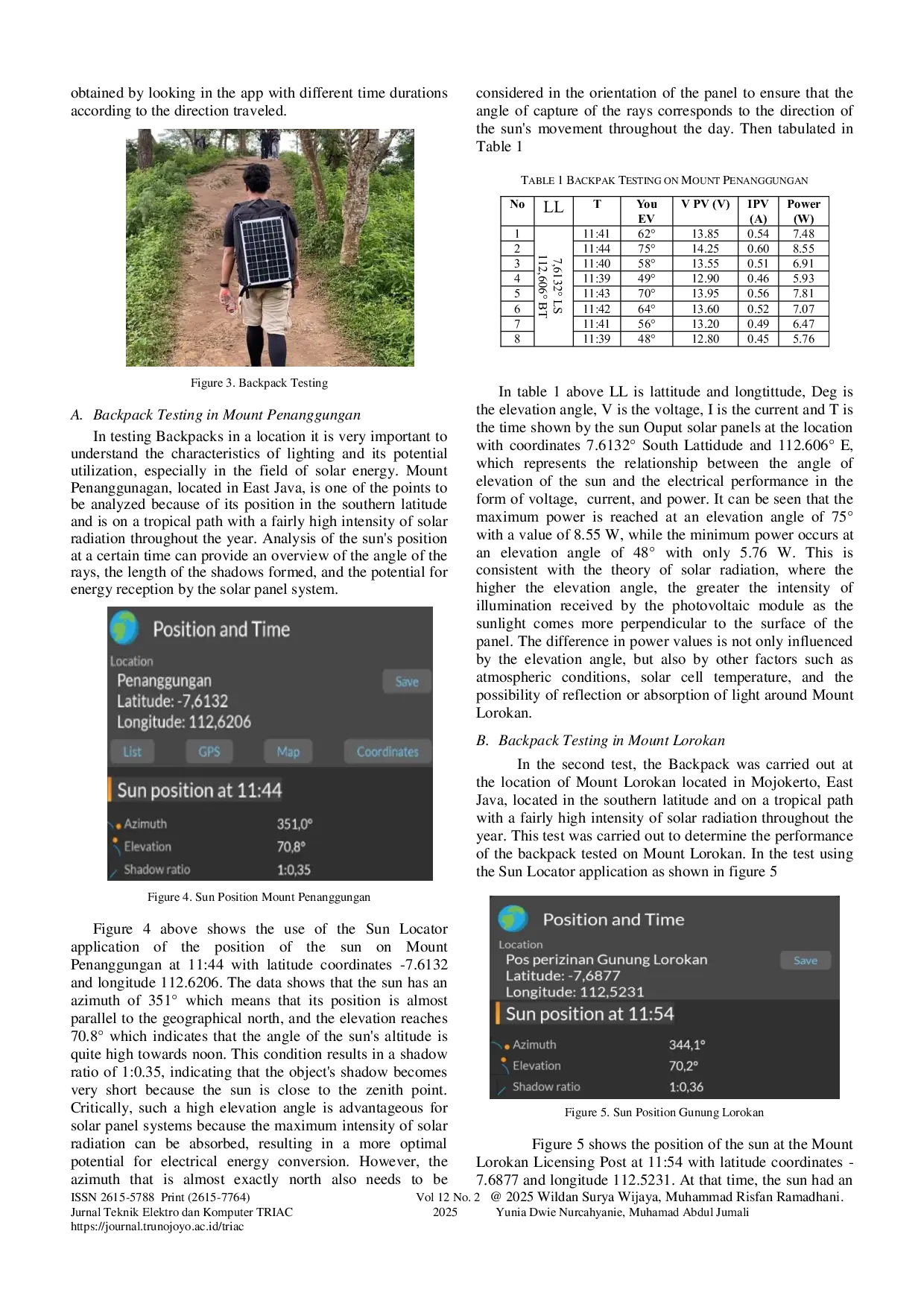 JURIS Design and Implementation of Hiking Bags with Renewable Energy Systems Using Thin Film Solar Panels