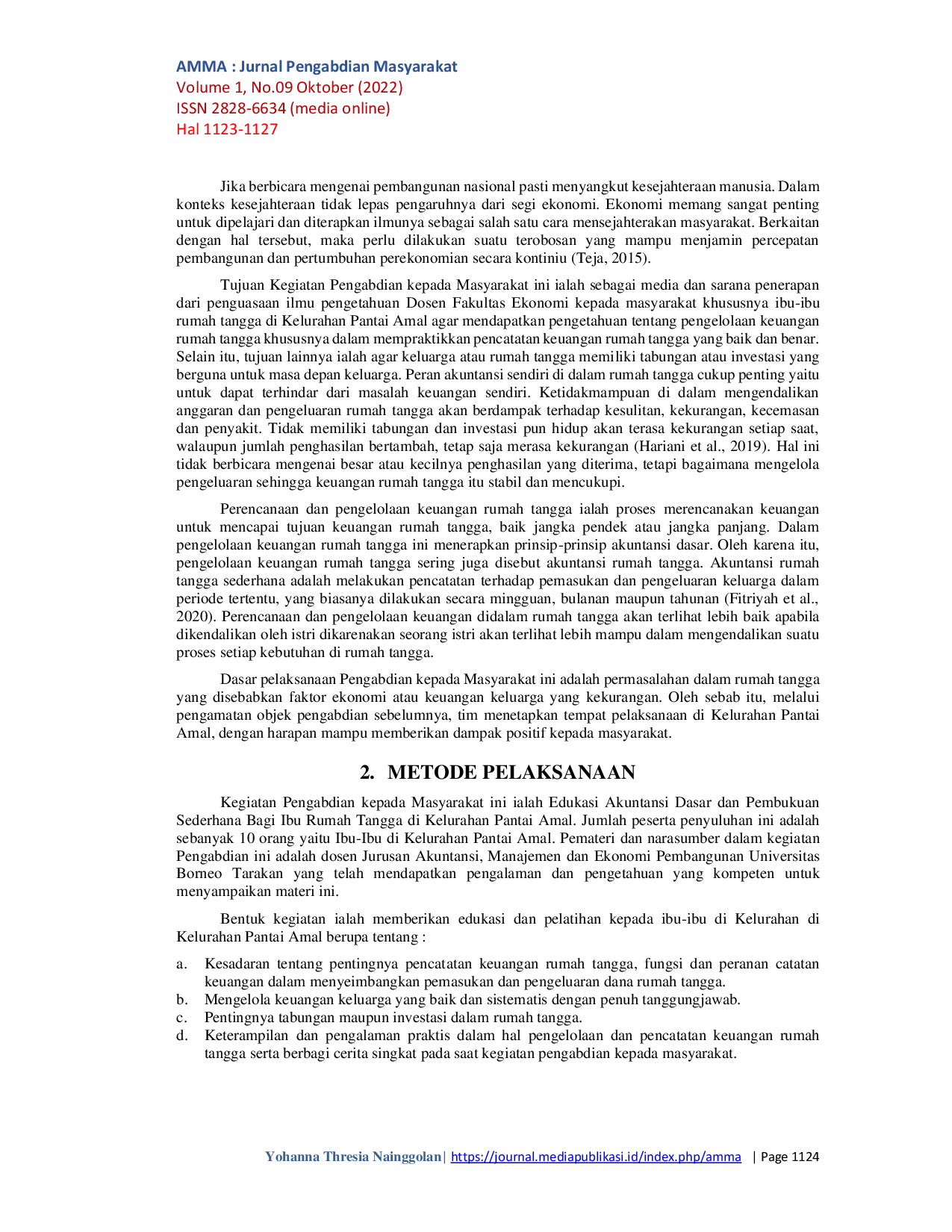 JURIS Edukasi Akuntansi Dasar dan Pembukuan Sederhana Bagi Ibu Rumah Tangga di Kelurahan Pantai Amal