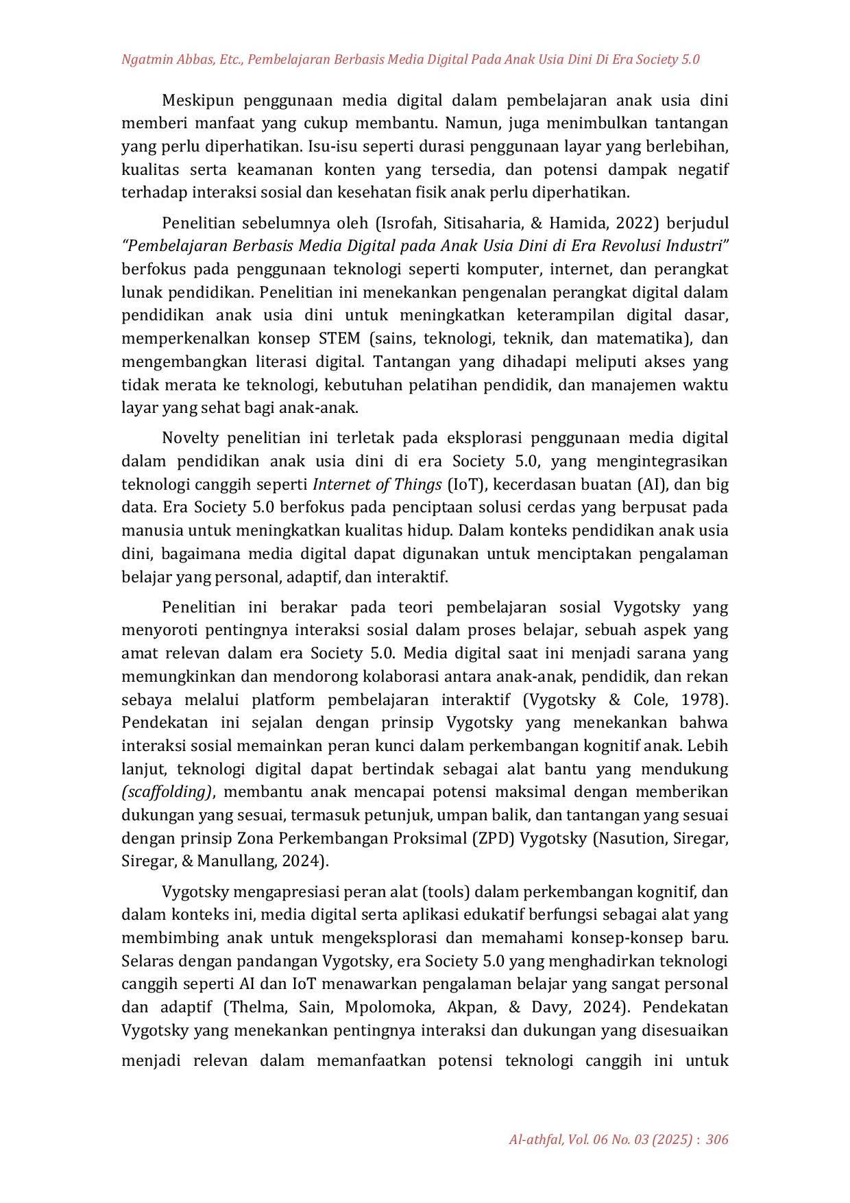 JURIS Pembelajaran Berbasis Media Digital Pada Anak Usia Dini Di Era Society 5 0