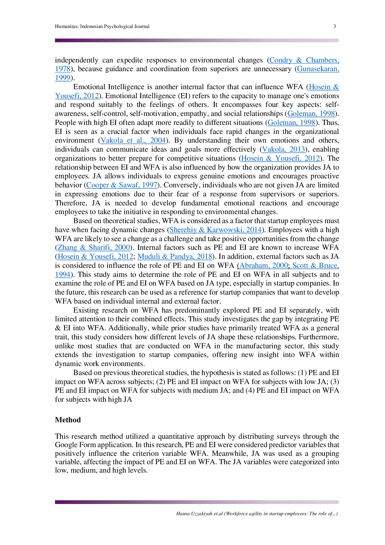 JURIS Workforce agility in startup employees The role of psychological empowerment emotional intelligence and job autonomy