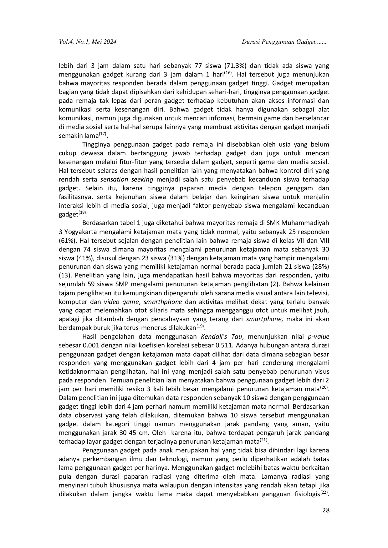 JURIS Durasi Penggunaan Gadget dan Ketajaman Mata pada Remaja Studi Korelasi