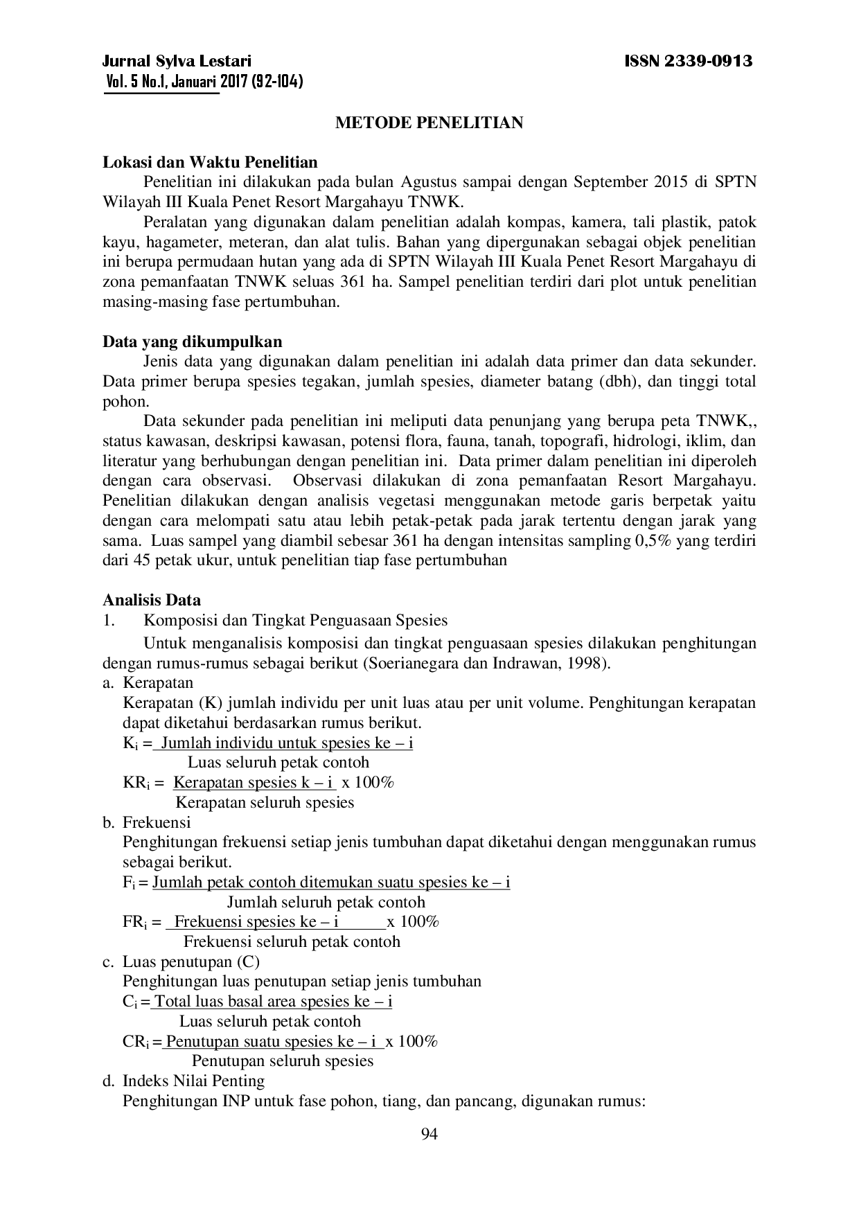 juris Permudaan Alami Hutan Di Satuan Pengelolaan Taman Nasional Sptn Wilayah Iii Kuala Penet Taman Nasional Way Kambas