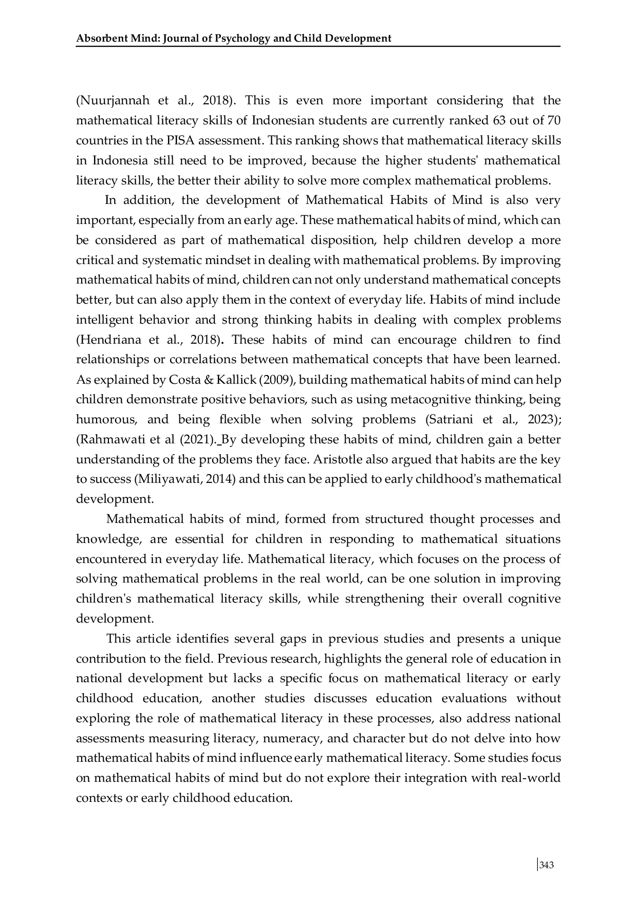 JURIS Hubungan Antara Literasi Matematika dan Kebiasaan Berpikir pada Anak Usia Dini