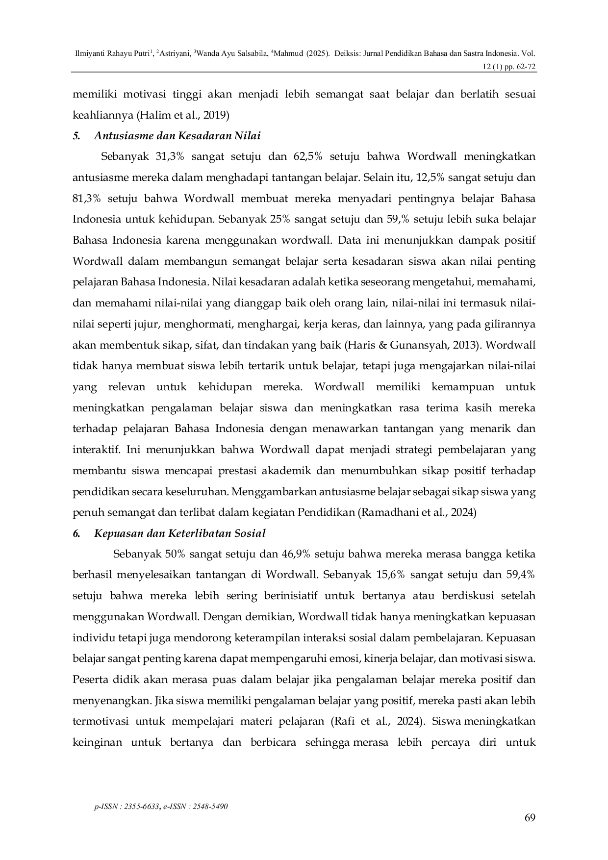 JURIS Students Perceptions Of The Use Of Wordwall Media In Indonesian Language Learning In Class X U4 At SMAN 1 Anjatan