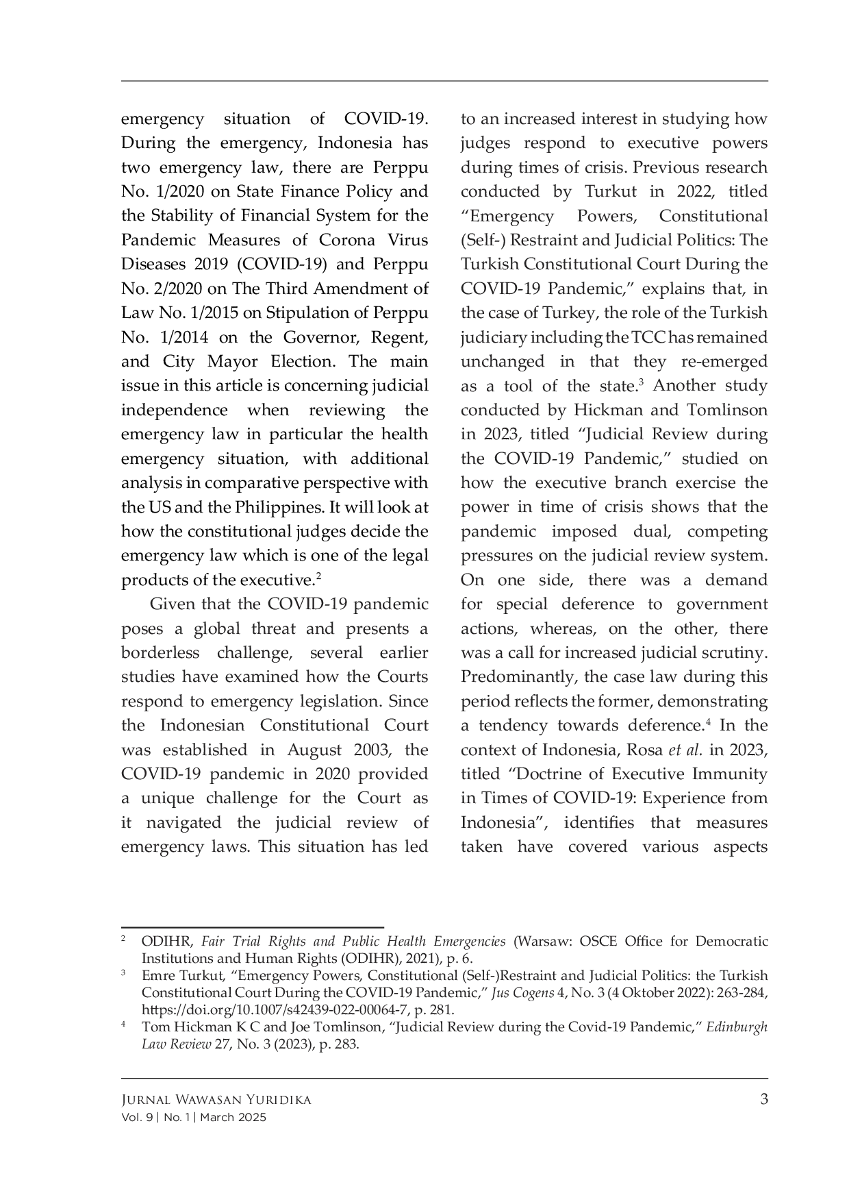 JURIS Judicial Review on Health Emergency Law The Challenge to Judicial Independence of Indonesian Constitutional Court