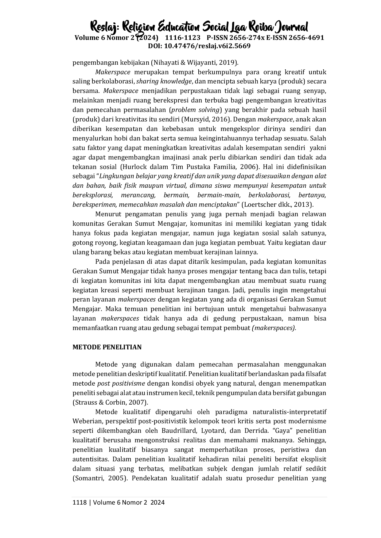 juris Peran dari Layanan Makerspaces dalam Kegiatan Komunitas Gerakan SUMUT Mengajar