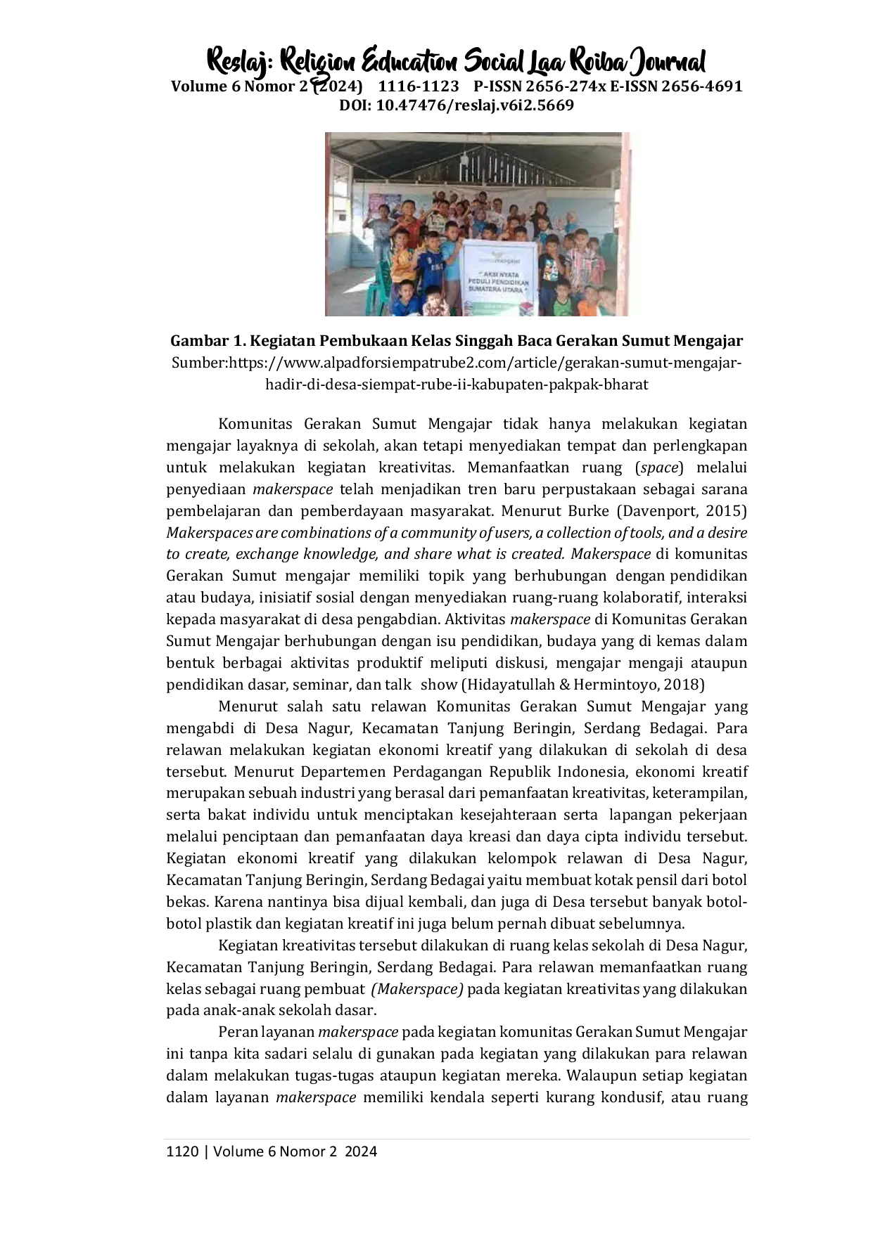 juris Peran dari Layanan Makerspaces dalam Kegiatan Komunitas Gerakan SUMUT Mengajar