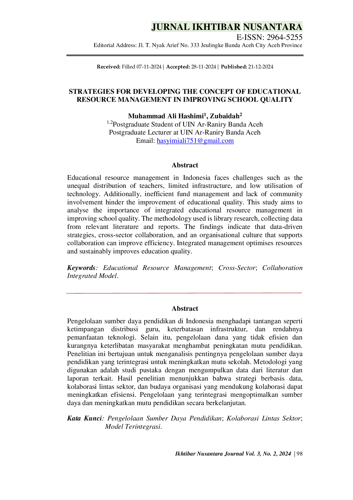 JURIS Strategies for Developing the Concept of Educational Resource Management in Improving School Quality