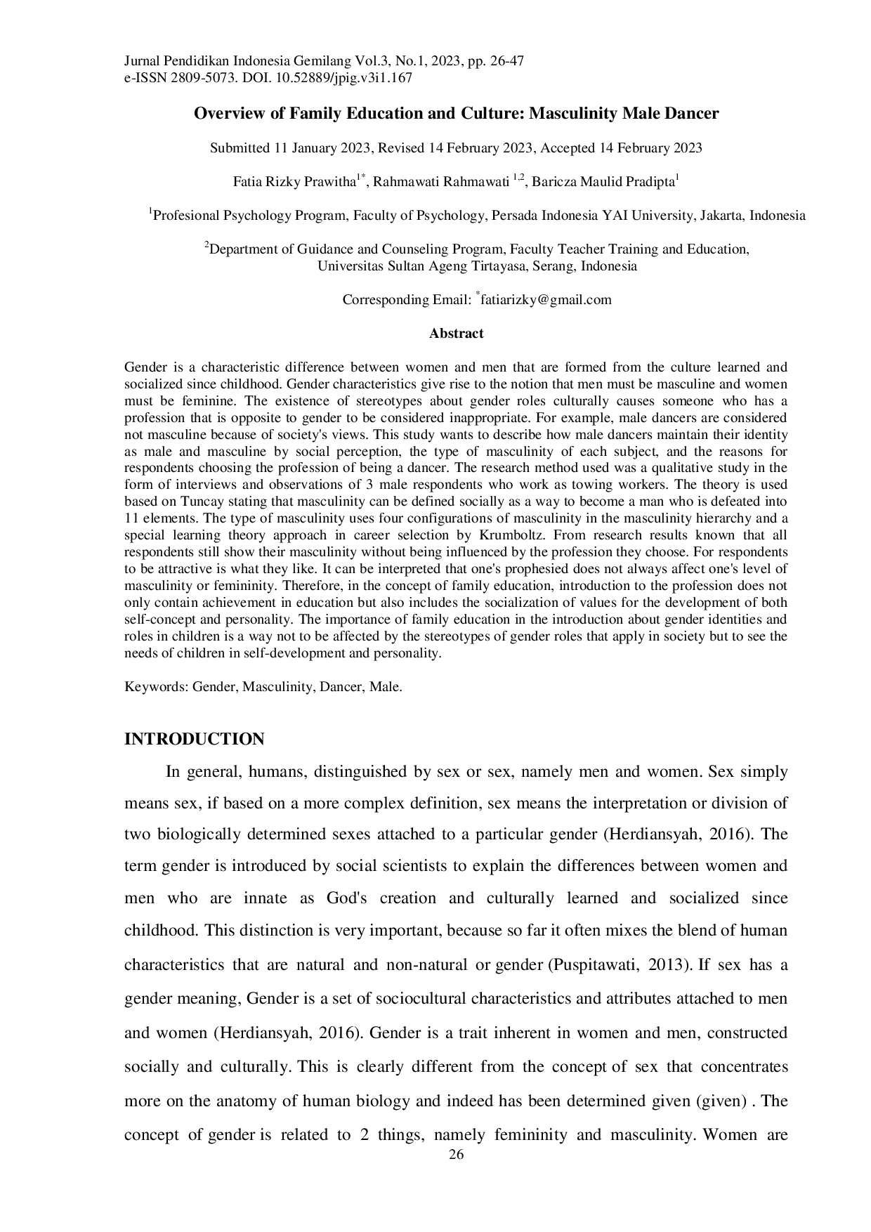 juris Overview of Family Education and Culture Masculinity Male Dancer