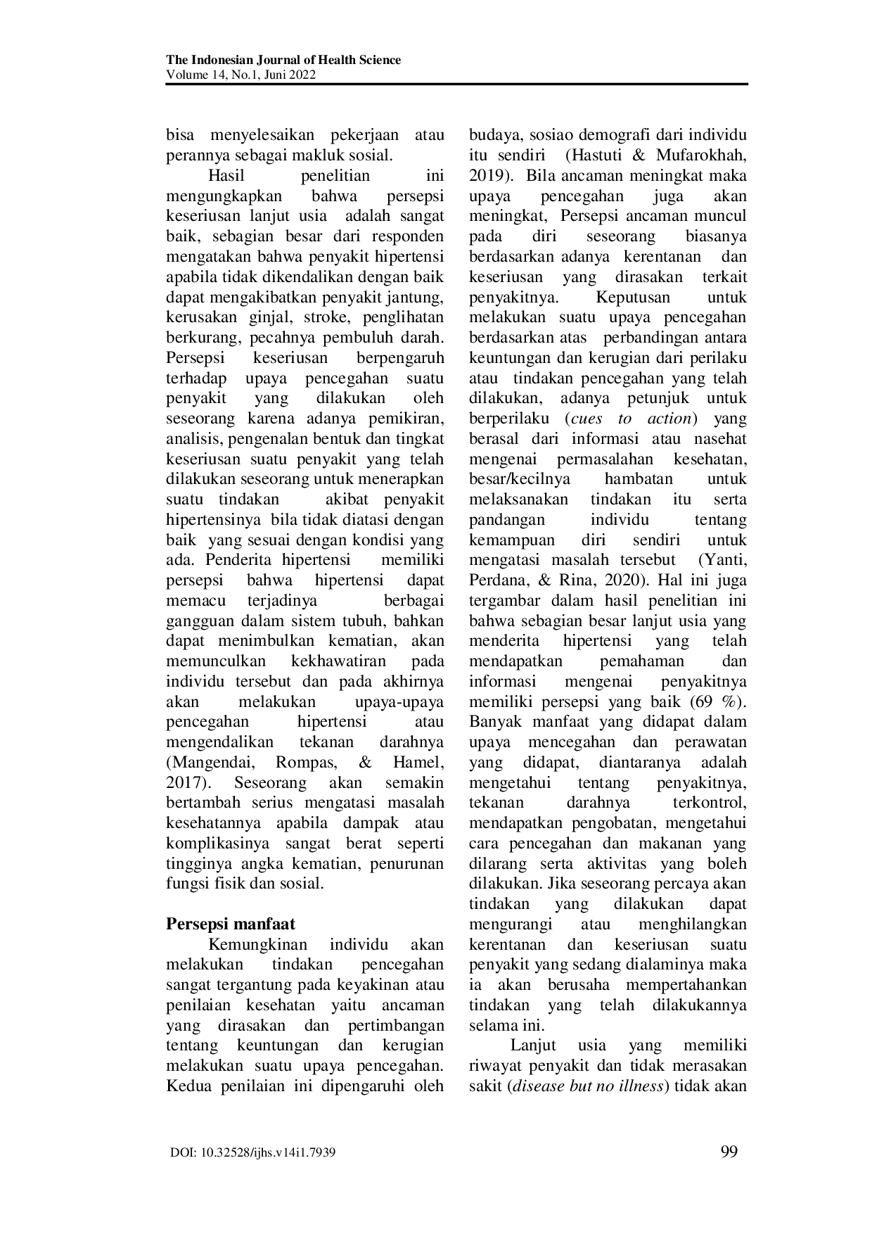 JURIS Persepsi Lanjut Usia Dalam Upaya Perawatan Penyakit Hipertensi