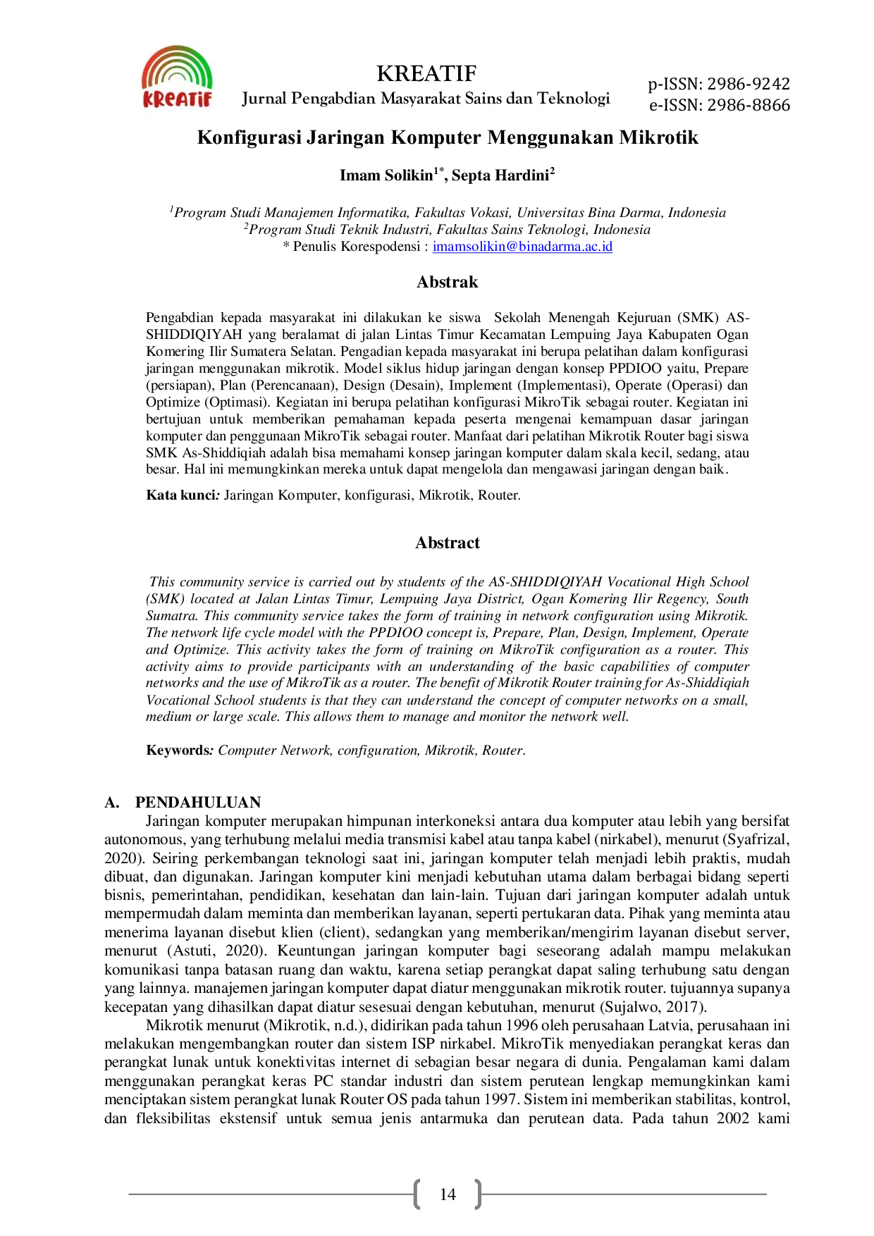 JURIS Konfigurasi Jaringan Komputer Menggunakan Mikrotik