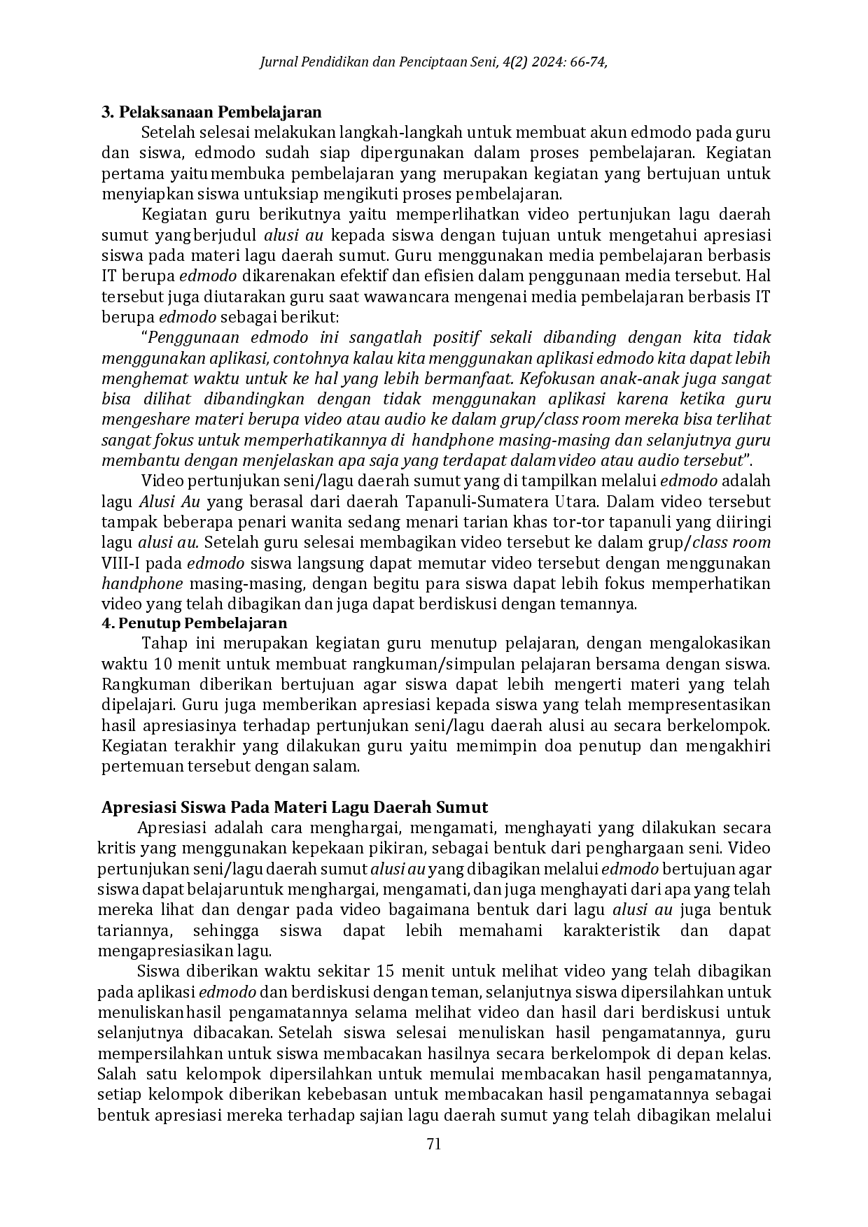 juris Pemanfaatan Media Pembelajaran Berbasis IT untuk Meningkatkan Apresiasi Siswa terhadap Lagu Daerah Sumatera Utara