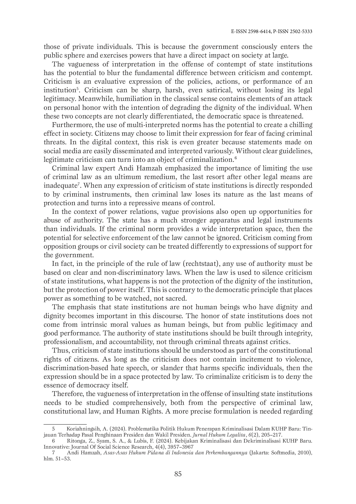 JURIS The Problem of Ambiguity in the Interpretation of the Criminal Offense of Insulting a State Institution in Cases of Potential Abuse of Authority
