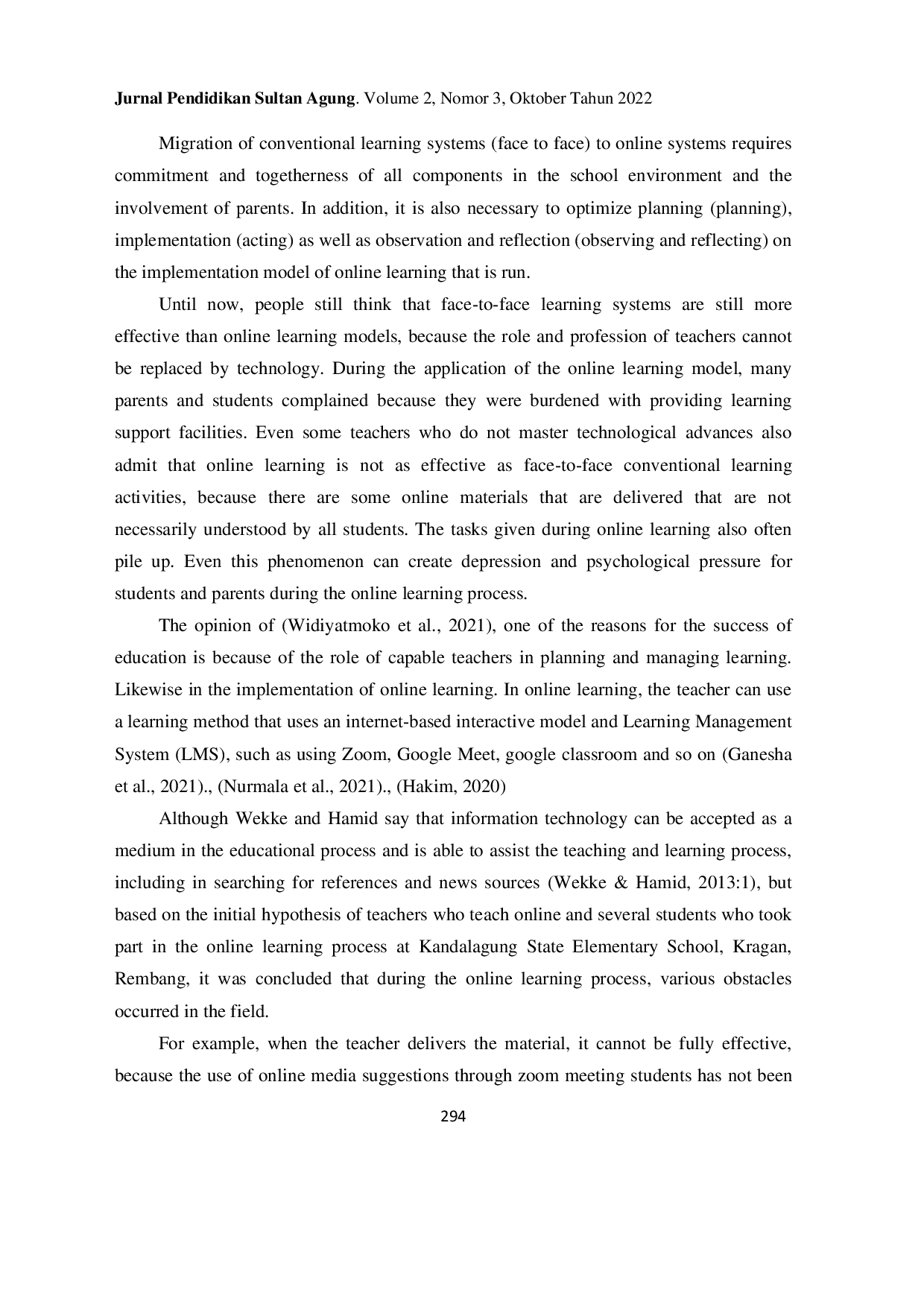 JURIS The Effectiveness of Online Learning During the Covid 19 Pandemic for Students