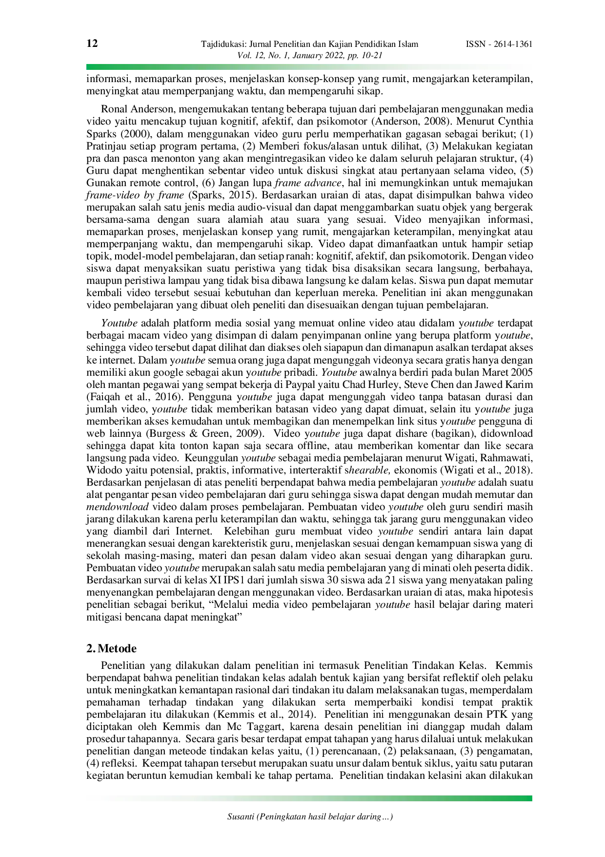 JURIS Peningkatan hasil belajar daring materi mitigasi bencana melalui media video pembelajaran youtube