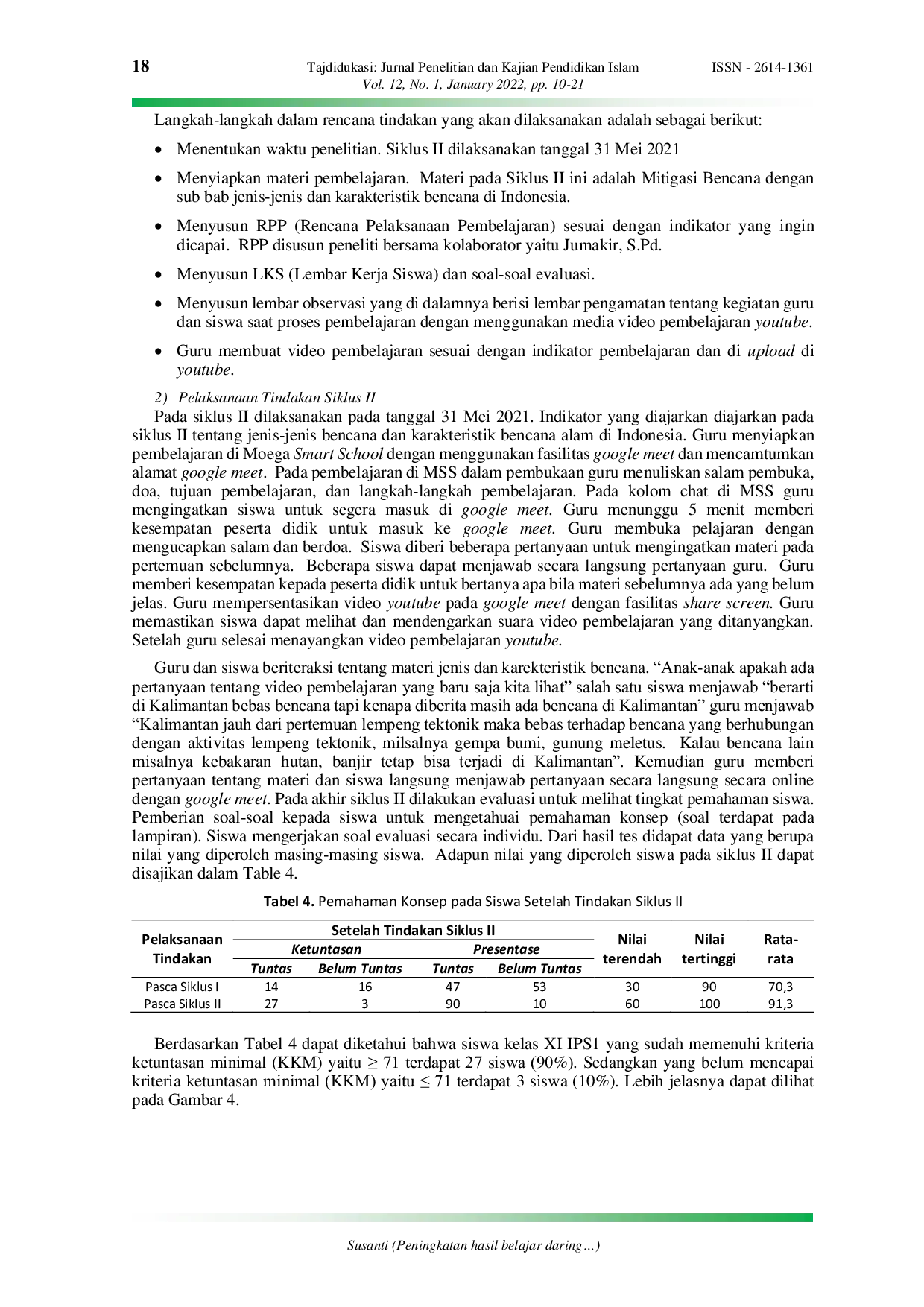 JURIS Peningkatan hasil belajar daring materi mitigasi bencana melalui media video pembelajaran youtube