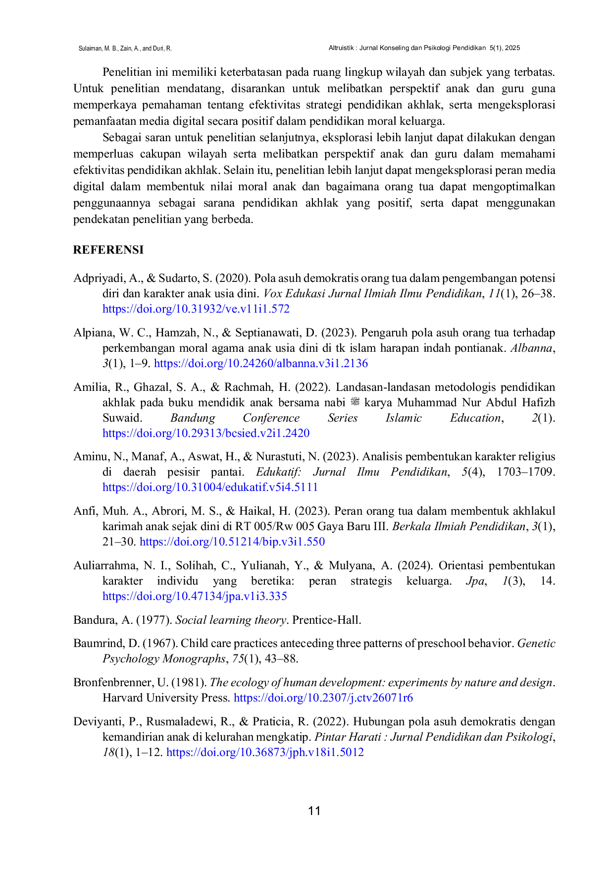 JURIS Parenting Patterns and the Development of Children s Noble Character A Qualitative Study in Mibo Village Banda Aceh