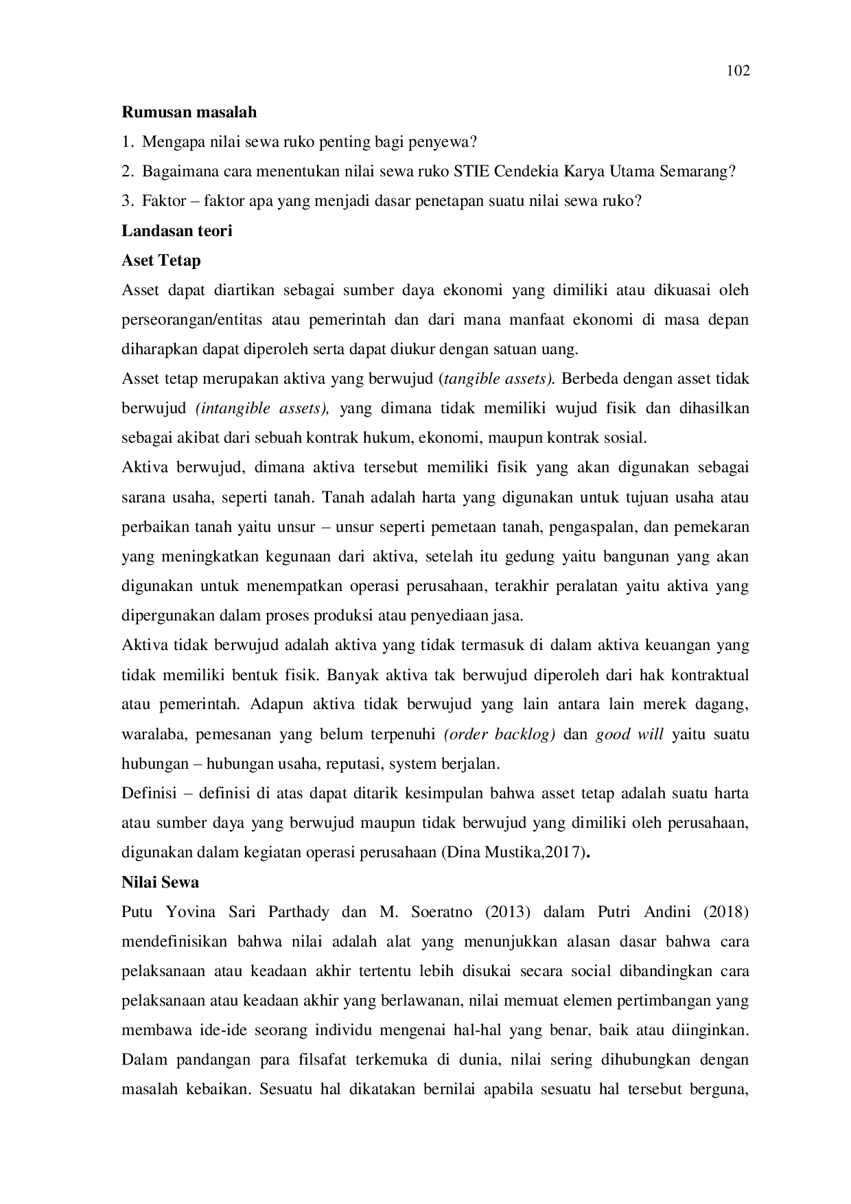 JURIS Analisis Nilai Sewa Ruko STIE Cendekia Karya Utama Semarang Studi Kasus Di Kecamatan Candisari Kota Semarang