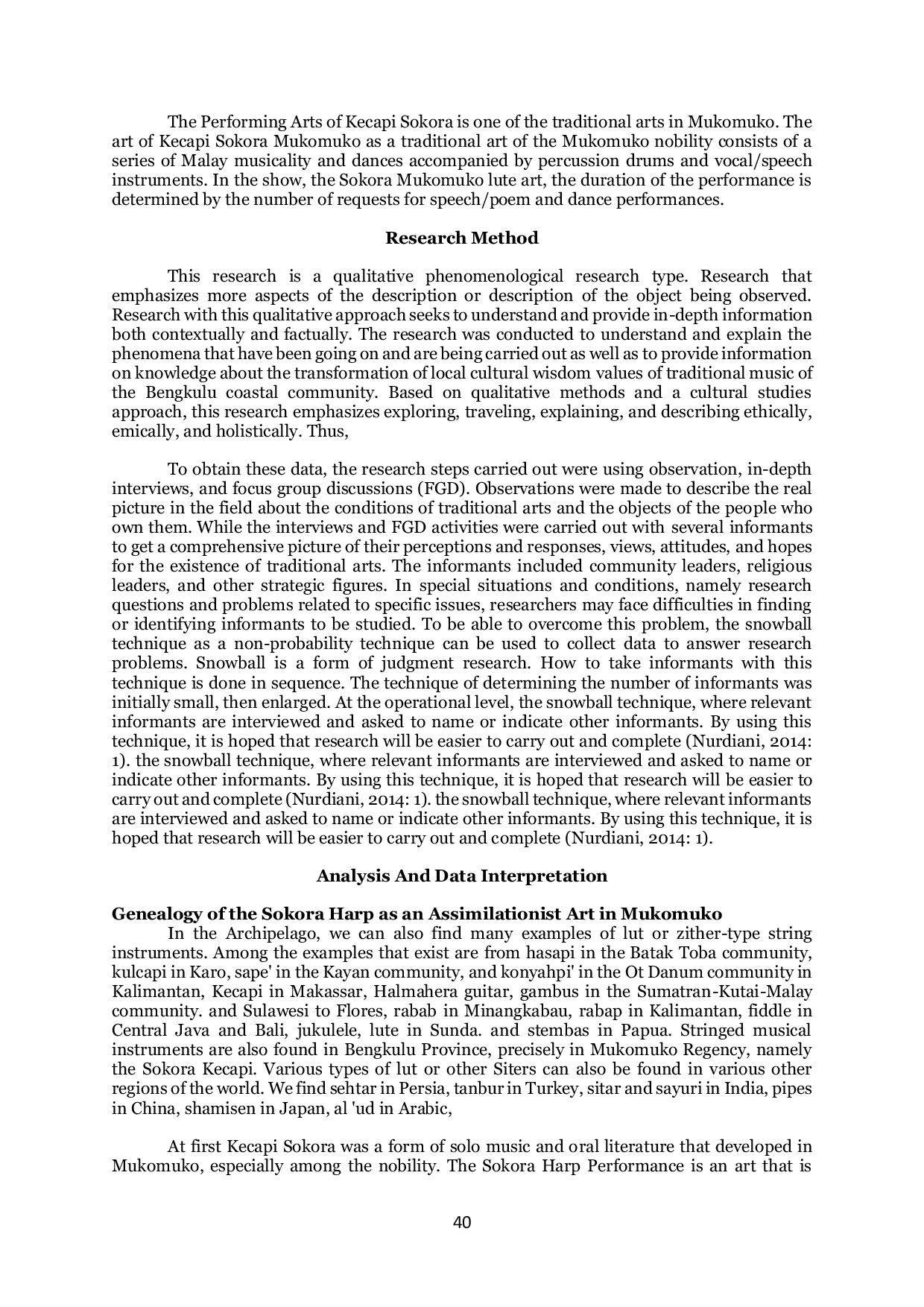 JURIS Sokora s Kecapi as Performing Art of The Geneology Study of Assimilation Art in Identity Mukomuko Aristocratic Community