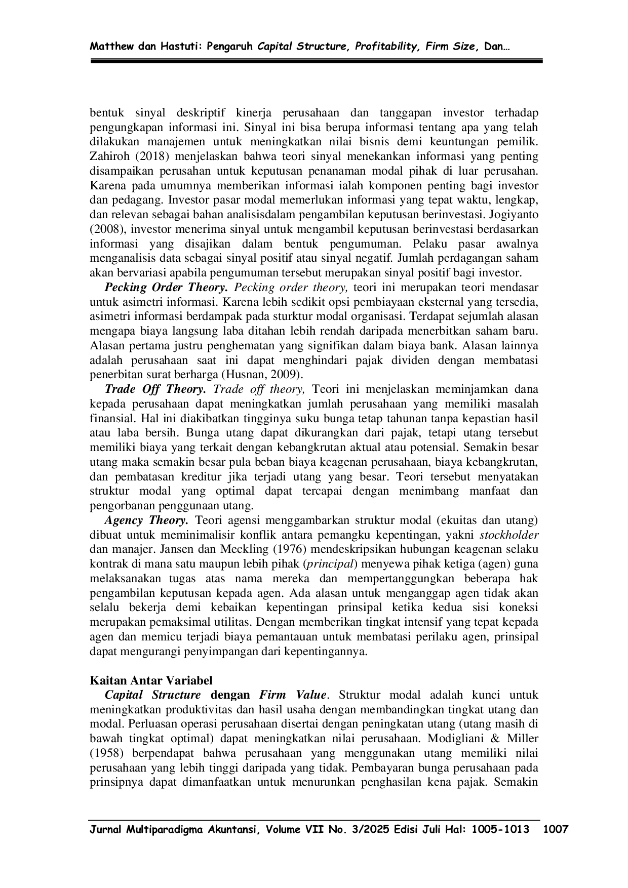 JURIS Pengaruh Capital Structure Profitability Firm Size Dan Leverage Terhadap Firm Value
