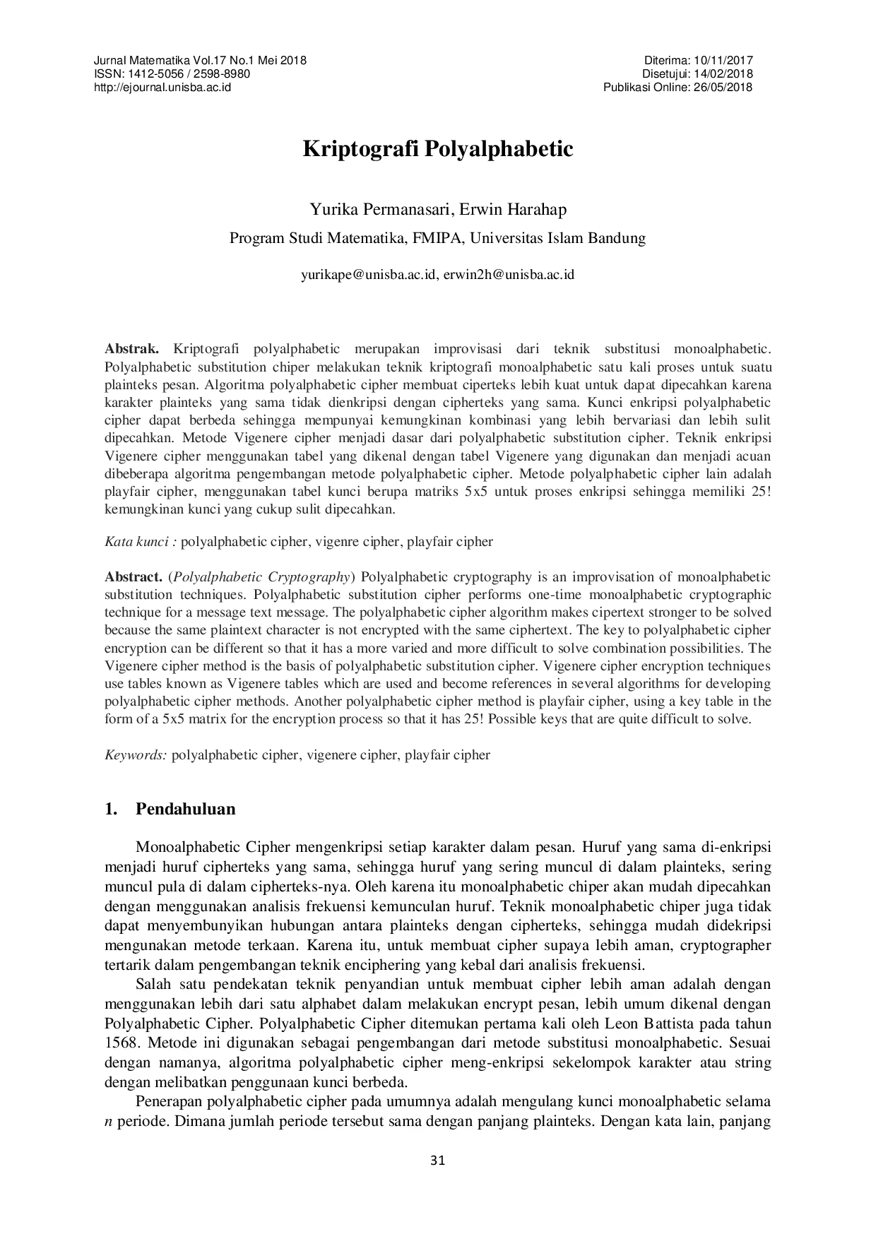 JURIS Kriptografi Polyalphabetic