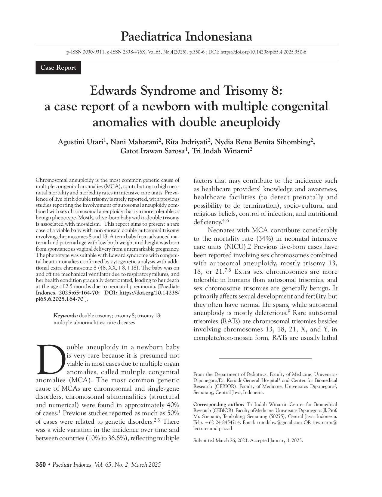 JURIS Edwards Syndrome and Trisomy 8 a case report of a newborn with multiple congenital anomalies with double aneuploidy