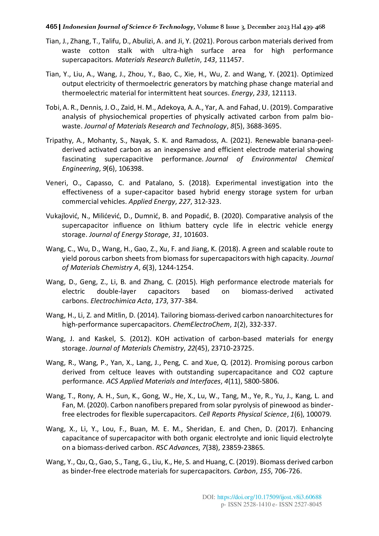 juris Biomass Based Supercapacitors Electrodes for Electrical Energy Storage Systems Activated Using Chemical Activation Method A Literature Review and Bibliometric Analysis