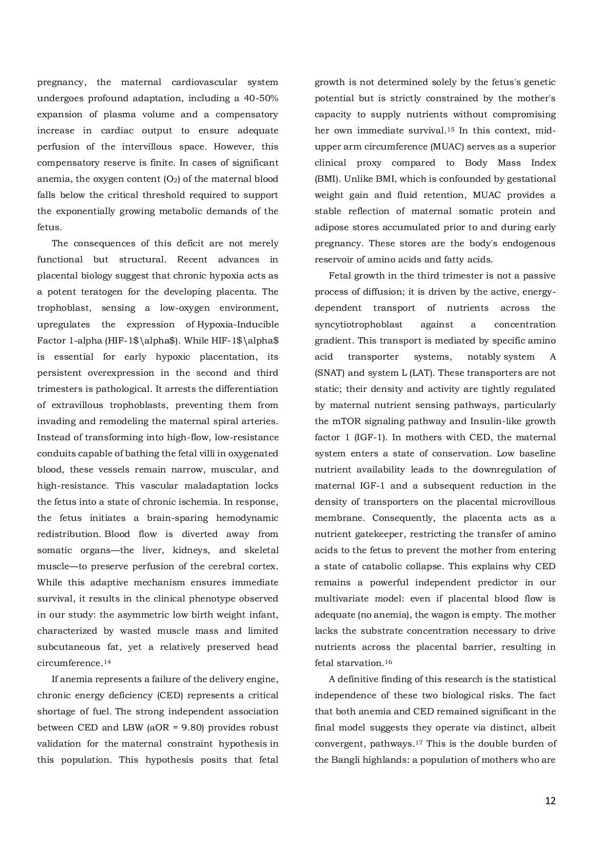 JURIS Maternal Oxygen Transport Capacity and Nutritional Reserves Anemia and Mid Upper Arm Circumference MUAC as Independent Predictors of Low Birth Weight in the Indonesian Highlands