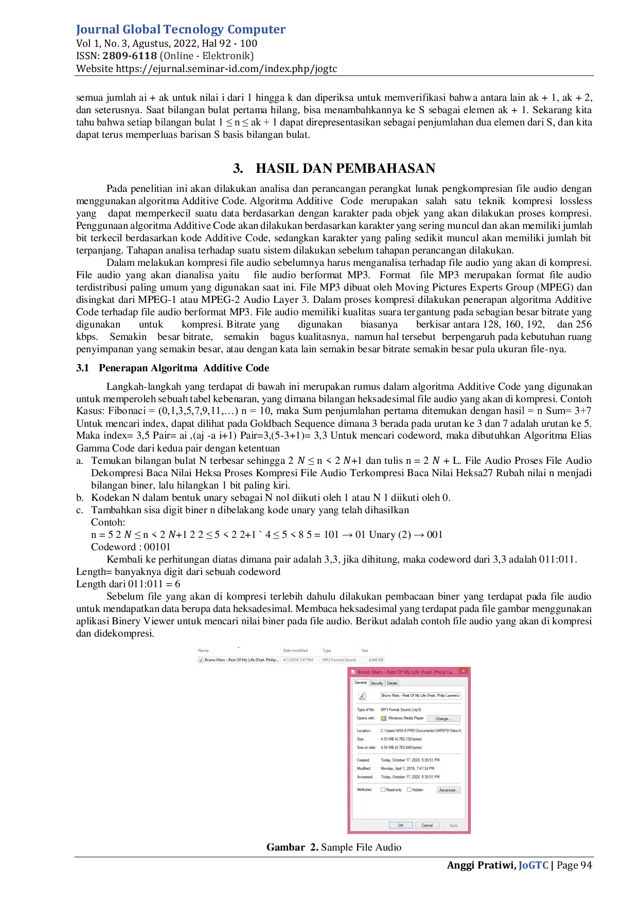 JURIS Perancangan Aplikasi Kompresi File Audio Dengan Menerapkan Algoritma Additive Code
