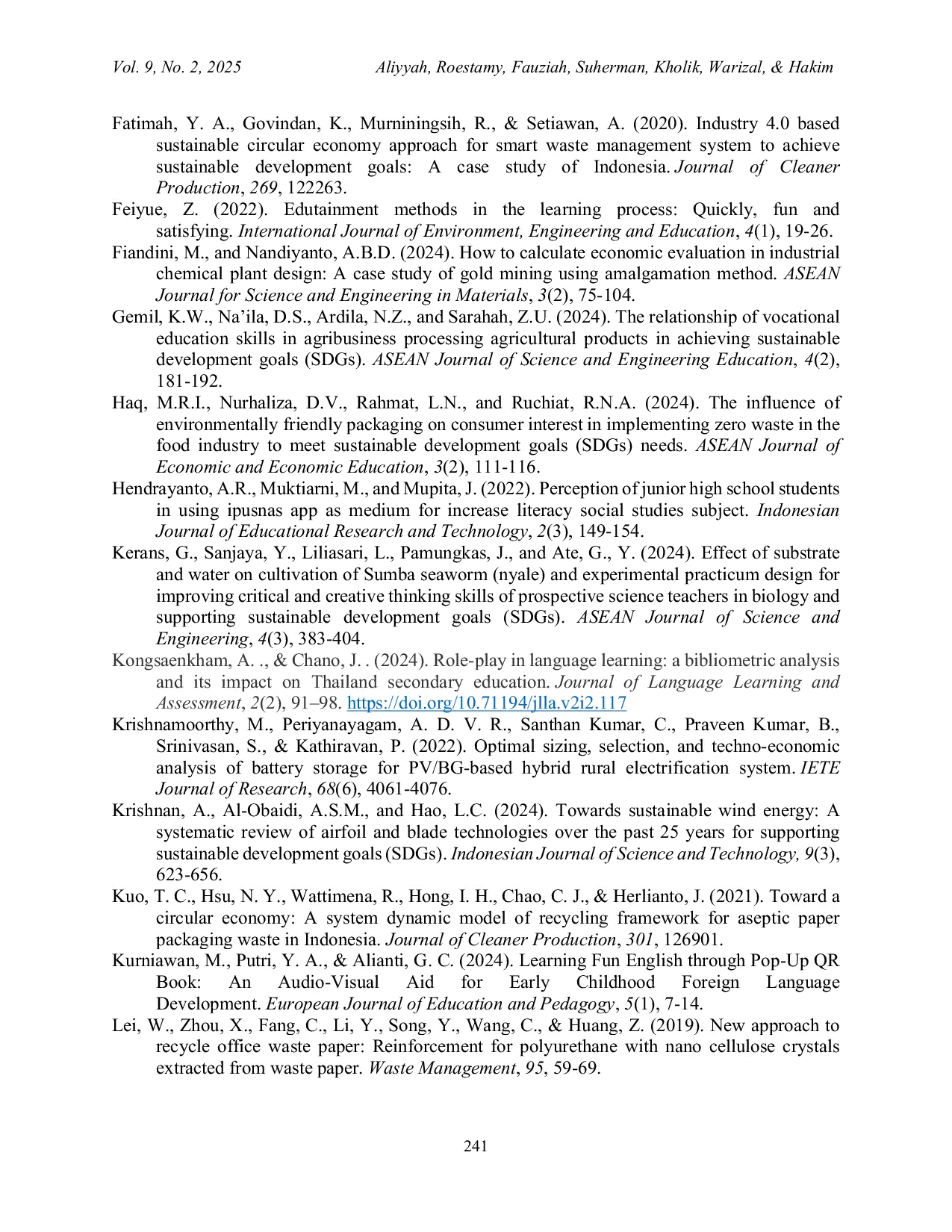JURIS Integrating Learning Media for Language and Literacy Development Educational Impact and Economic Evaluation of Recycled Paper Production