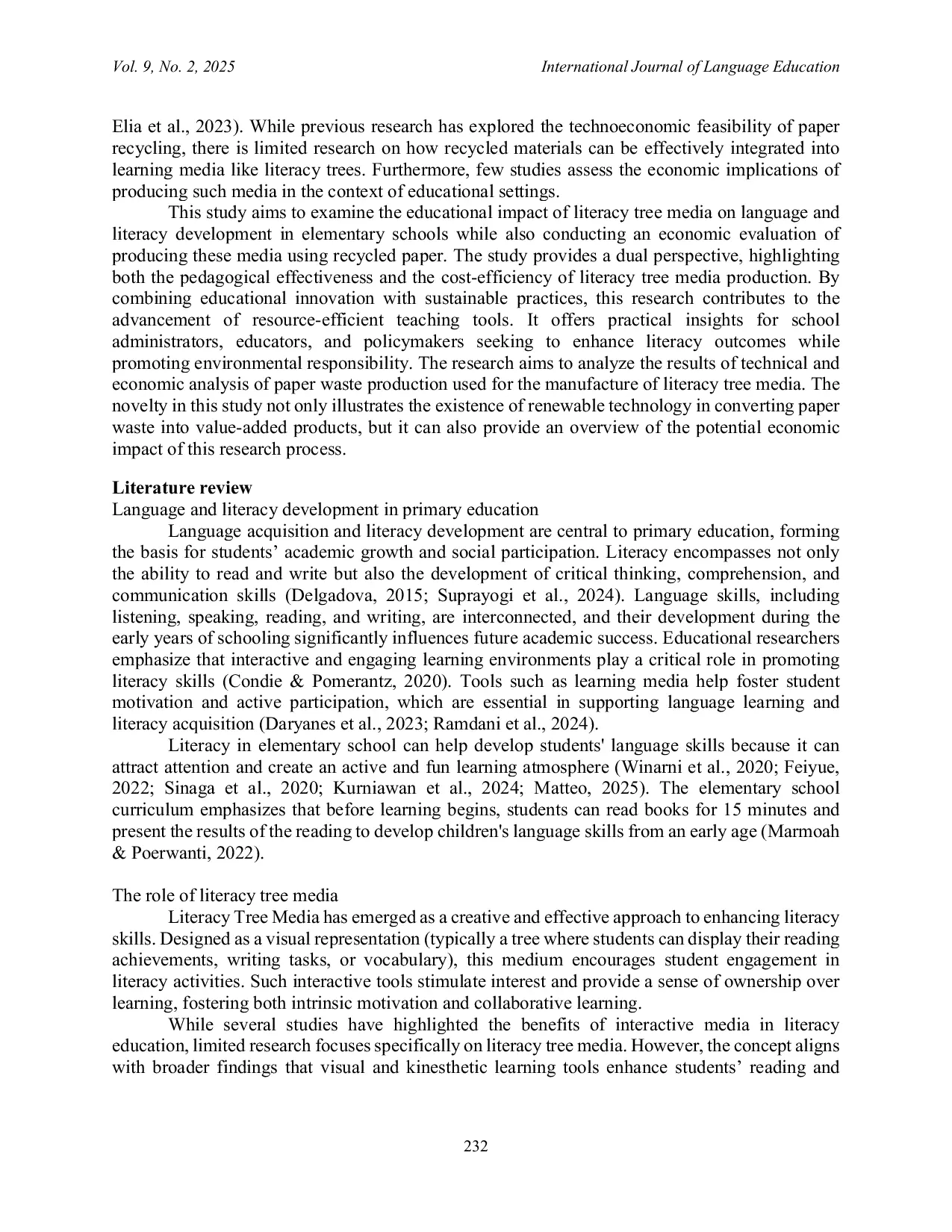 JURIS Integrating Learning Media for Language and Literacy Development Educational Impact and Economic Evaluation of Recycled Paper Production