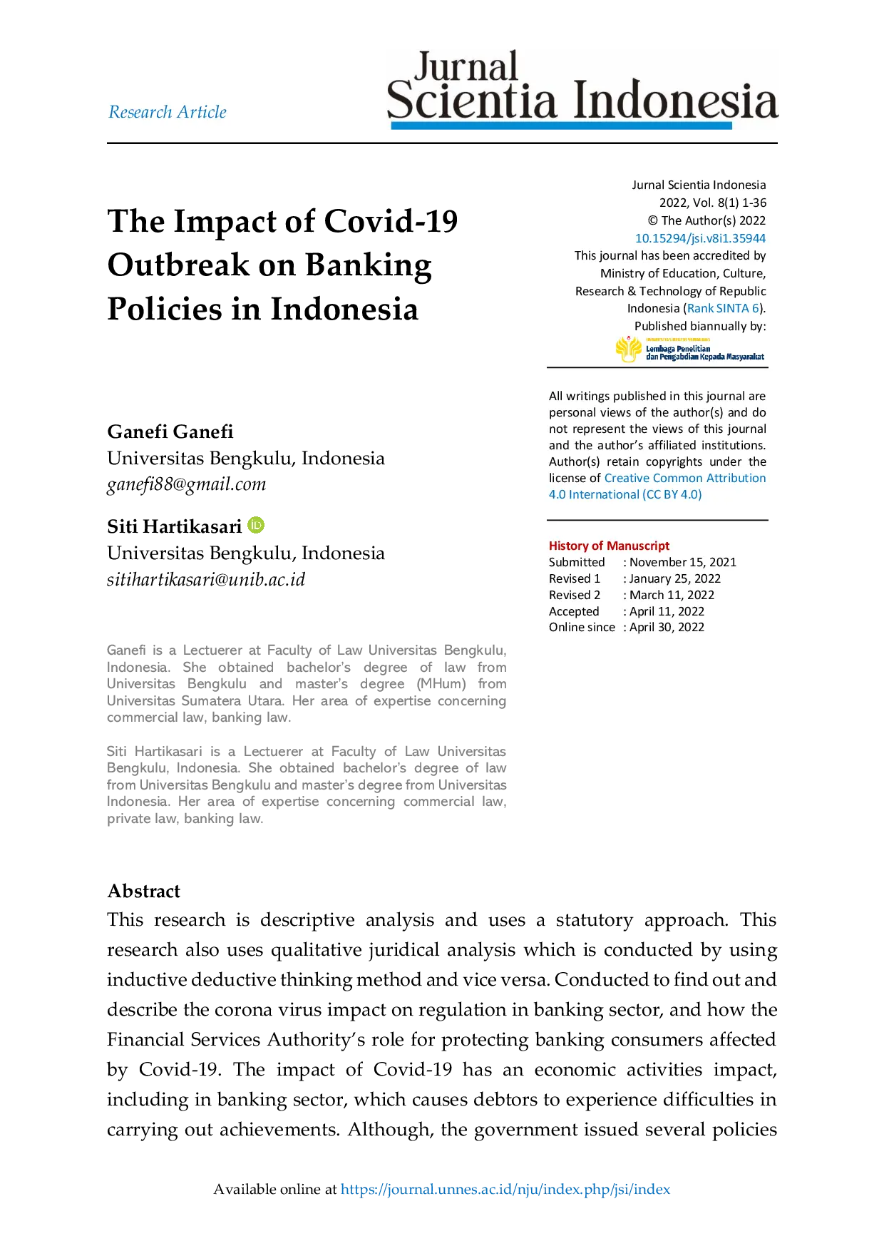 JURIS The Impact of Covid 19 Outbreak on Banking Policies in Indonesia