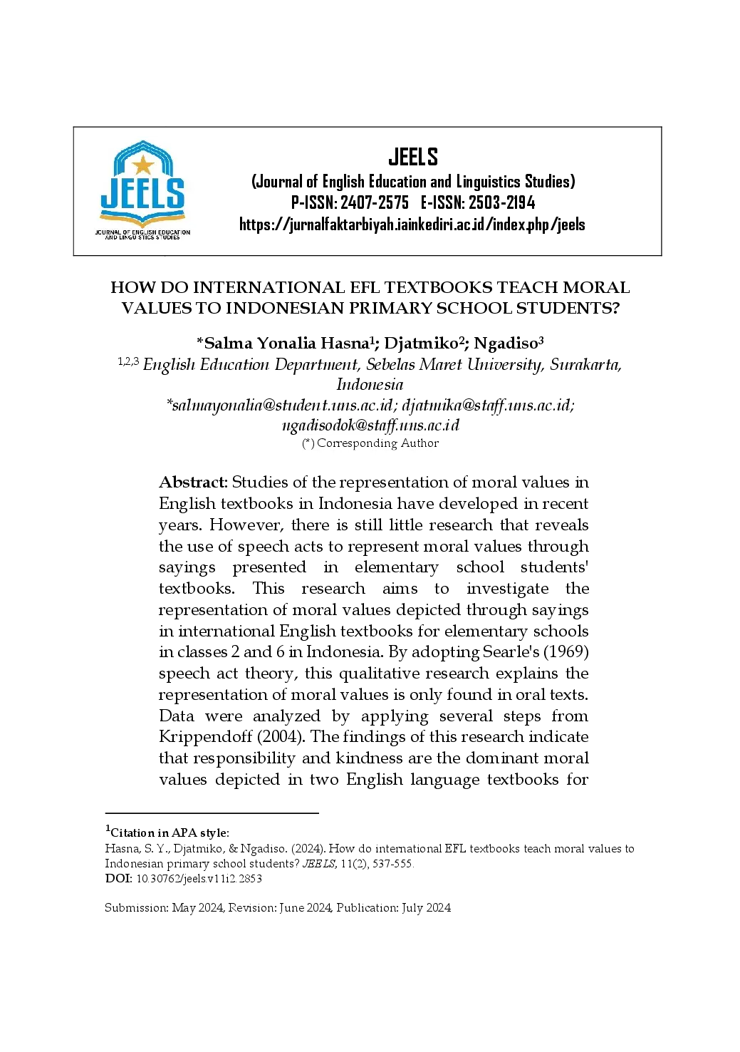 juris How Do International EFL Textbooks Teach Moral Values to Indonesian Primary School Students